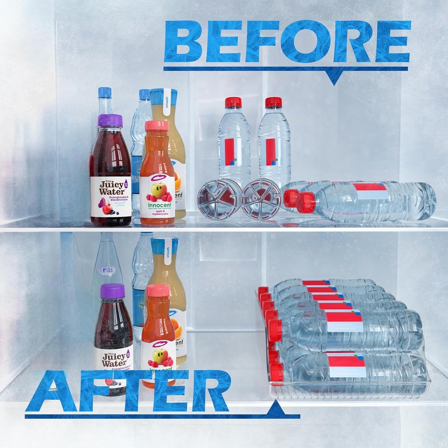 Water Bottle Soda Drink for Fridge,Refrigerator Pantry Clear Box Organizer Storge (2 PACK)