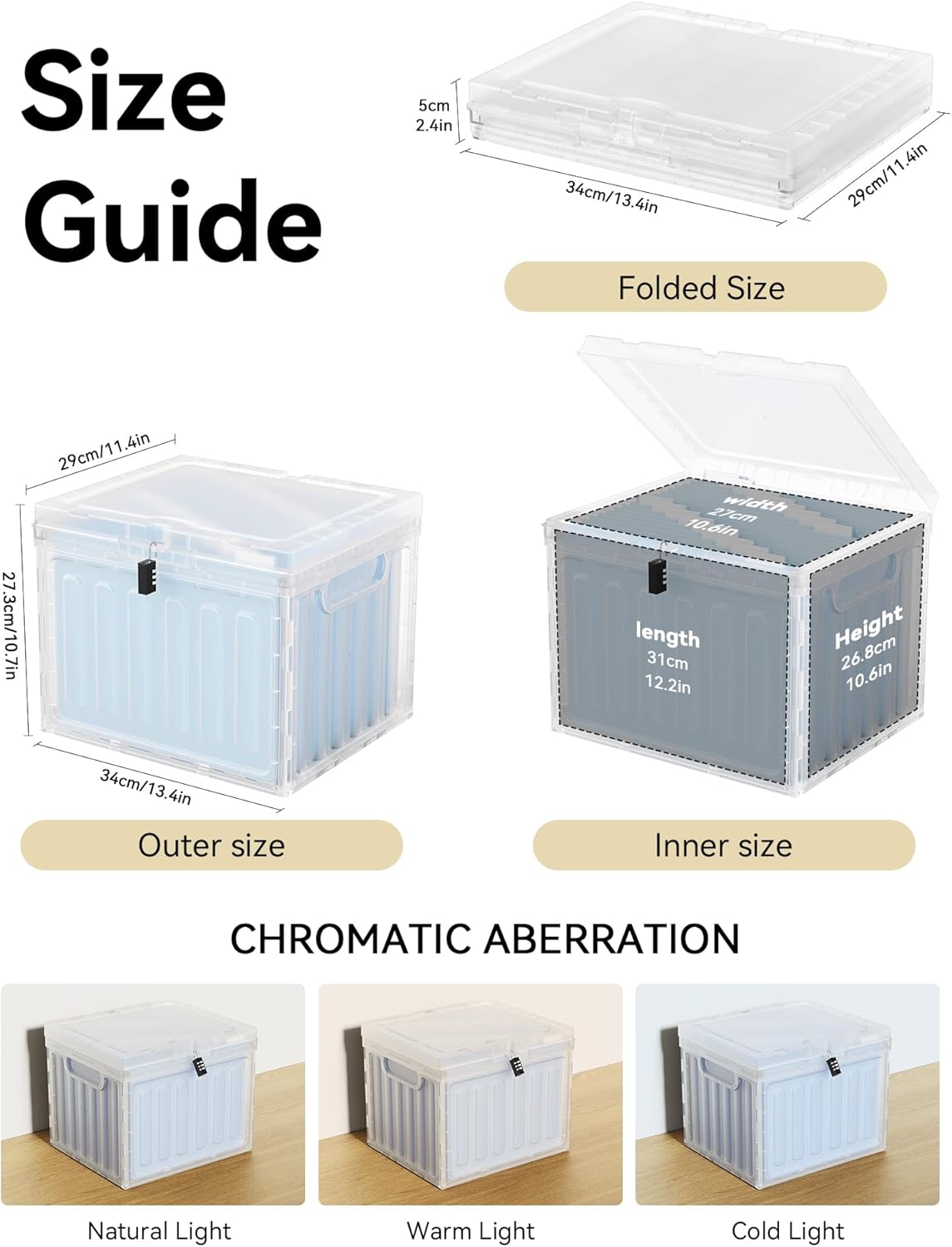 Oterri Plastic File Box with Lid for Letter Size File Folders, Hanging File Folder Box, File Organizer for File Cabinet, Home, Office,School(Clear, Large-1 Pack Without Folders)