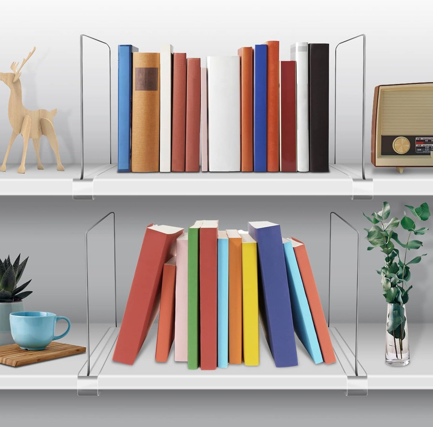 Acrylic Shelf Dividers for Closet Organization 6PCS Closet Shelf Divider Closet Dividers for Shelves Shelf Organizer for Closet Shelf Organizer for Wood Closet Separator Clear