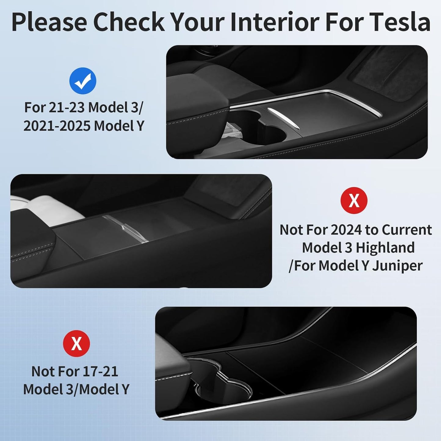 2025 Upgrade Center Console Organizer Tray for Tesla Model Y Accessories 2024-2020/For Tesla Model 3 Accessories 2023-2021 [Slide Smoothly/US Patent] Cup Holder Matte Black