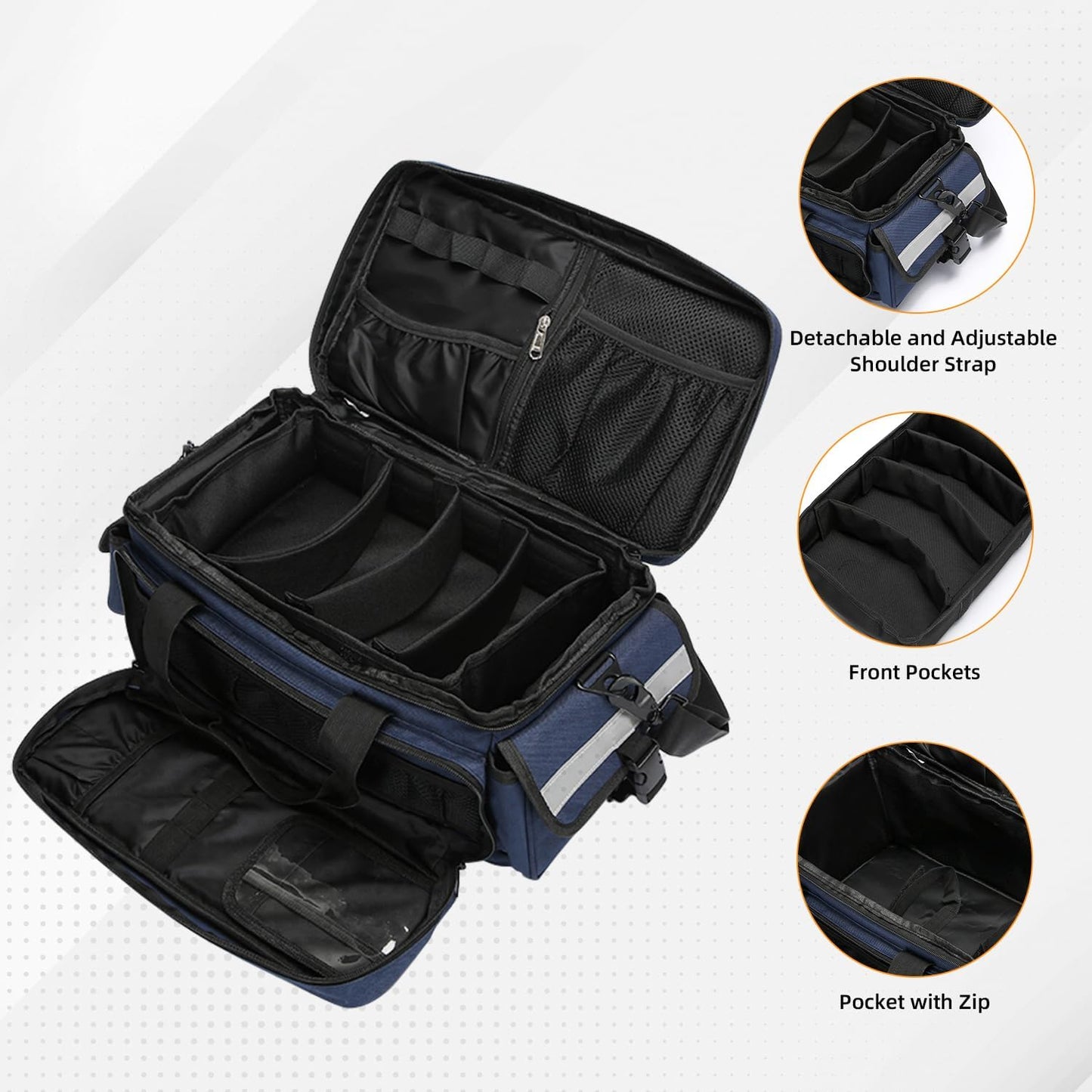 Medical Bag,First Aid Bag,Emergency Bag, Organizer Professional First Responder Trauma Bag with Detachable Dividers for Nurses,Home Health Care, EMT(Bag Only)
