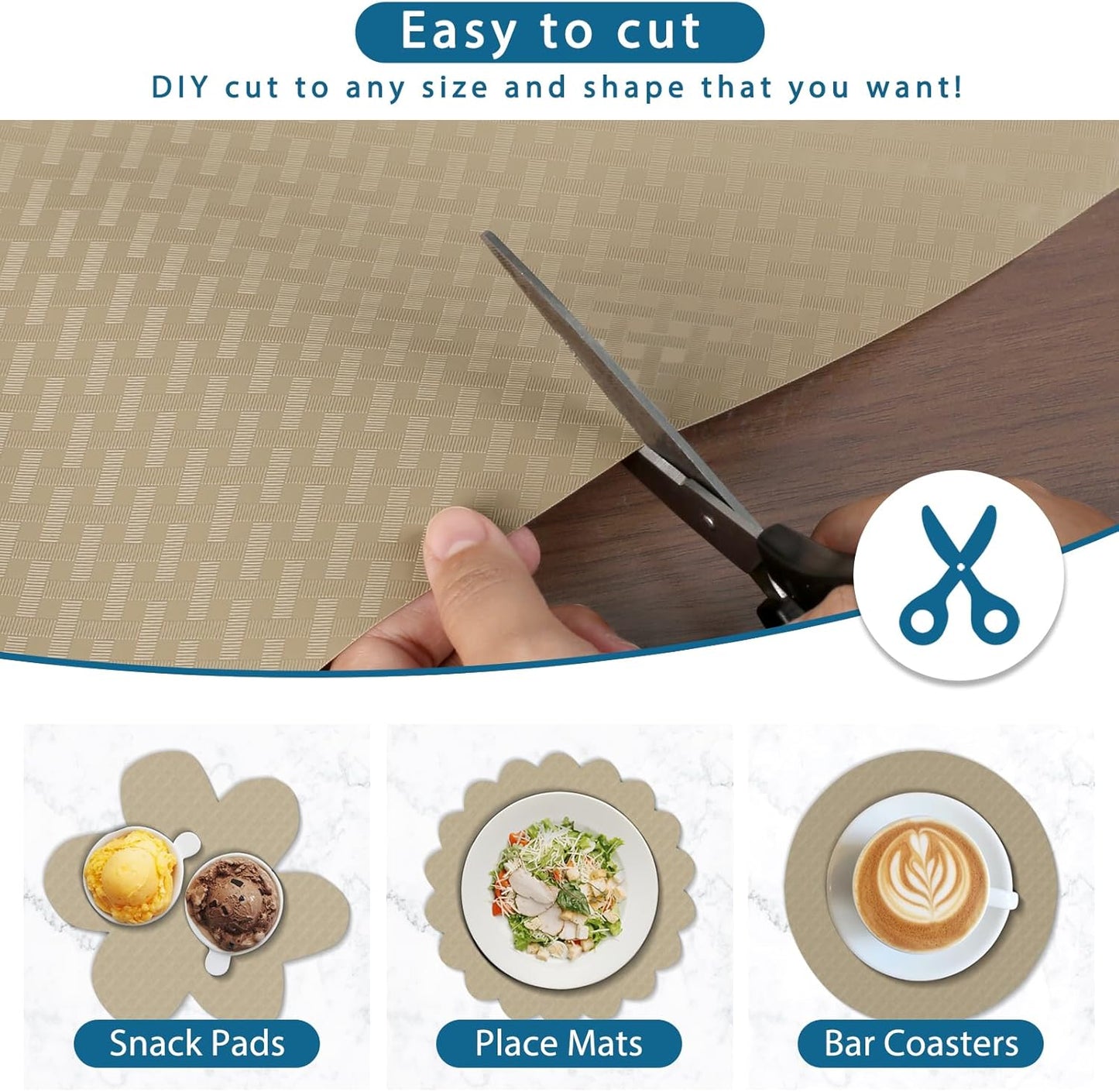 HooTown Kitchen Shelf Liner Drawer Liners, 23.6"W x 78.7"L Non-Adhesive Cabinet Cupboard Liners Refrigerator Waterproof Fridge Mat with Durable Kitchen Cabinet Mat for Drawers, Shelves, Pantry, Khaki