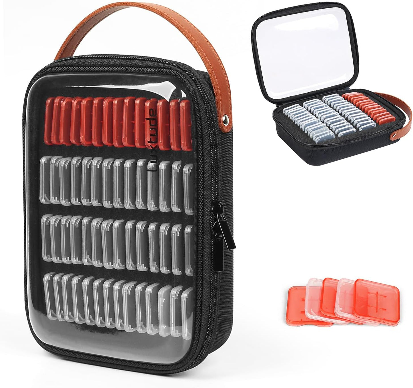 Luxtude SD Card Holder Case, Hard Memory Card Cases, 42 SD Holders, 14 TF Holders, 56 Slots