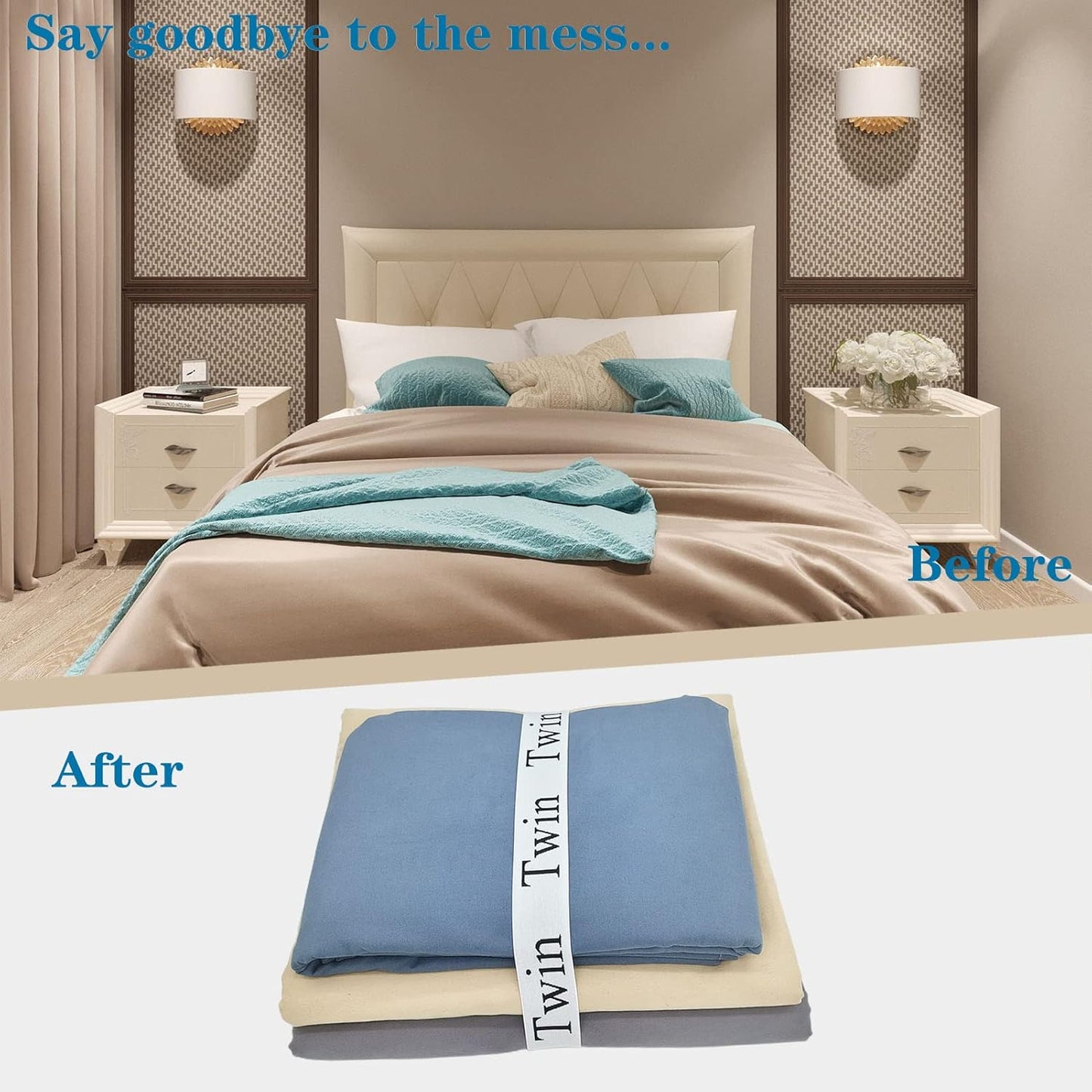 2 Pieces Bed Sheet Organizer Bands, Sheet Organizers and Storage Label Bands, Sheet Label for Bedding, Sheets Organizer for Closet,Sheet Keepers Linen Labels Bedding Bands (2Pcs Twin)