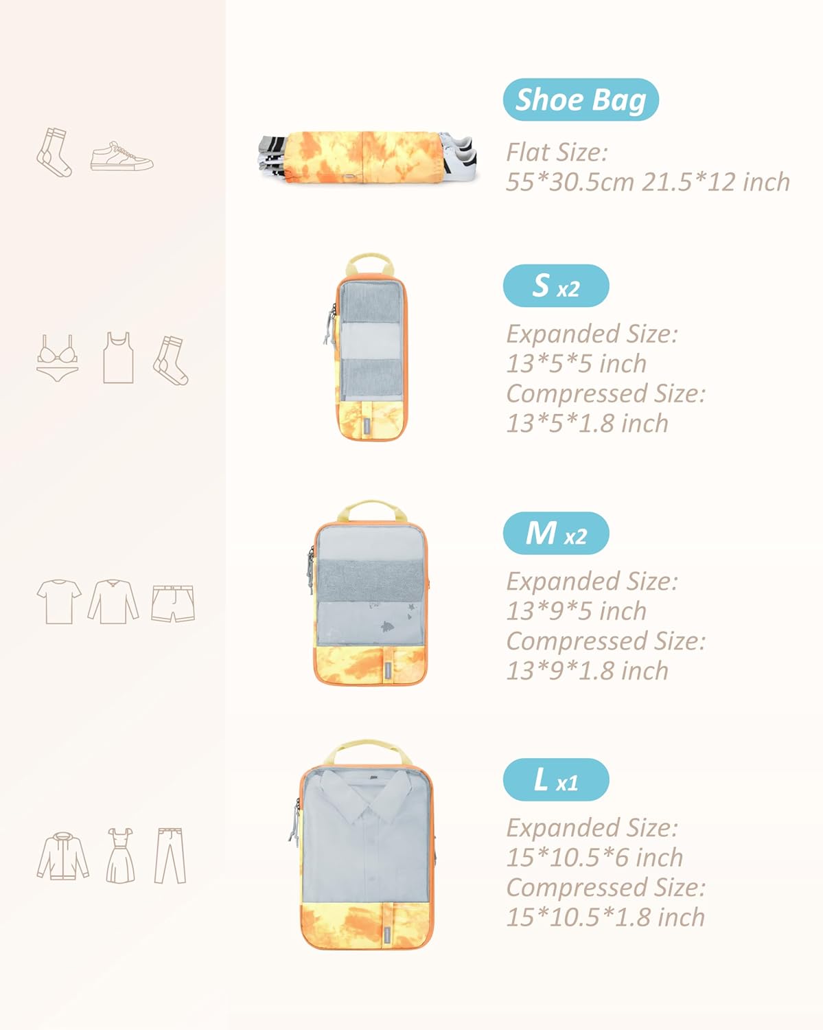 BAGSMART 6 Set /4 Set/2 Set Compression Packing Cubes for Travel, Lightweight Luggage Organizer Bags, Durable Space Saver Bags Travel Essentials