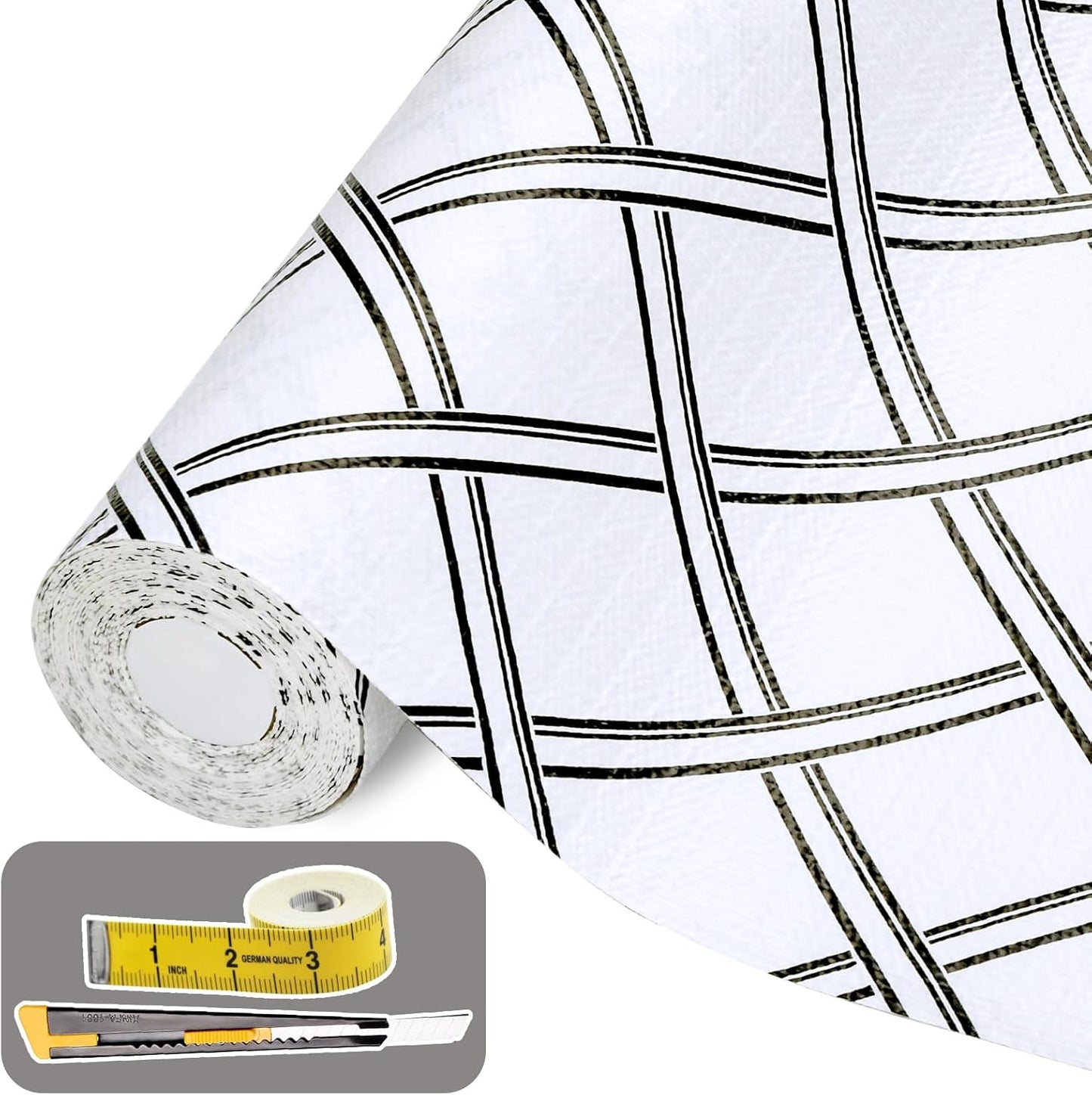 Drawer and Shelf Liner for Kitchen Cabinet: 17 in X 30 Ft Non Slip Waterproof Shelf Paper Non Adhesive Refrigerator Liners Black and White Squares Easy Liners for Bathroom