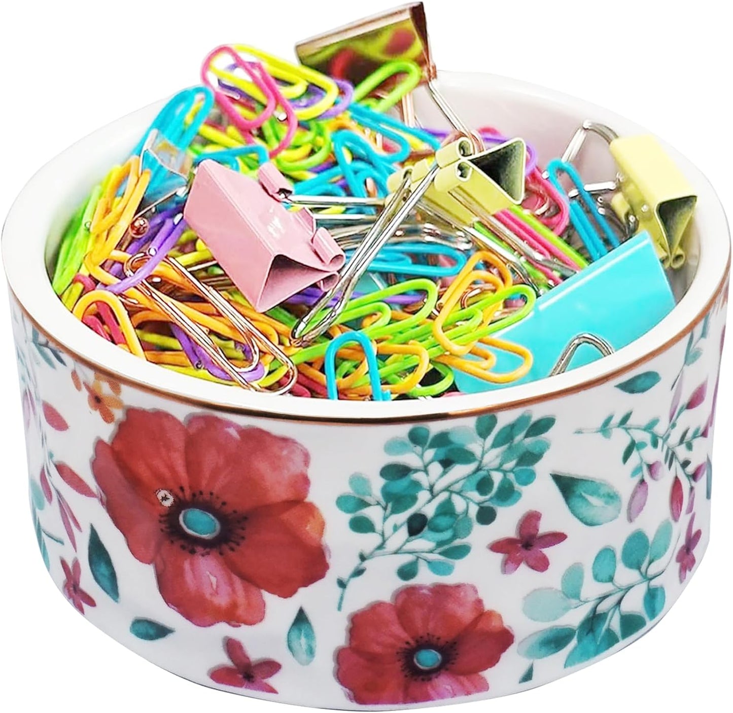 Ceramic Paper Clip Holders Paperclips Holder Dispenser Cute Clips Organizer for Desk Binder Clip Bowl Bobby Pin Hair Clip Holder Gift for Office (Purple Red)