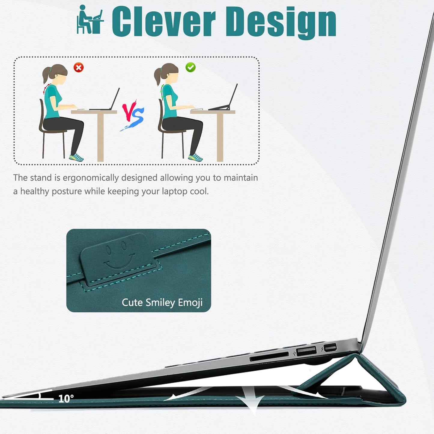 HYZUO 13 Inch Laptop Sleeve Case with Stand for 2025-2018 MacBook Air 13 M4 M3 M2 M1, 2025-2016 MacBook Pro 13 M2 M1, 13" iPad Pro/Air, Surface Pro 11/10/9, XPS 13, with Pouch, Dark Green
