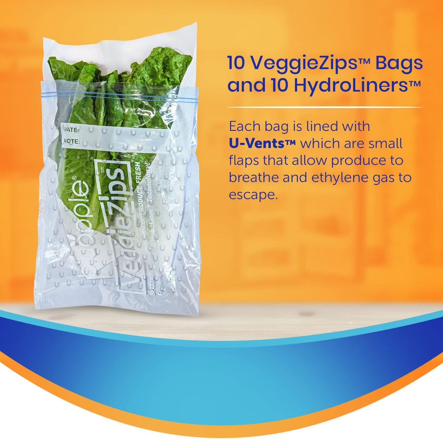 Bluapple VeggieZips Premium Produce Storage System - 20 Piece Set, 10 Food Saver Bags + 10 HydroLiners, Keep Produce Fresh Longer, Washable & Reusable Bags with Humidity Control for Fruit & Vegetables