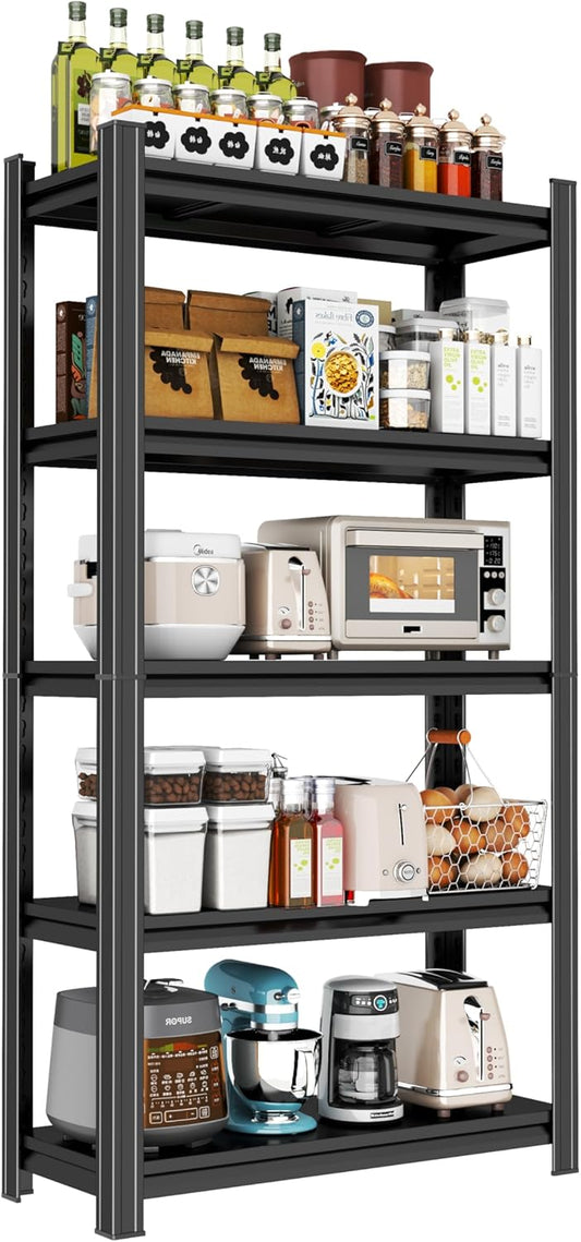 Storage Shelves, Garage Metal Shelving Unit, Adjustable, Double-Layer Column with Reinforced Ribs, Heavy-Duty, Capable of Bearing 3000 lbs, Suitable for Garage, Warehouse, Kitchen Storage