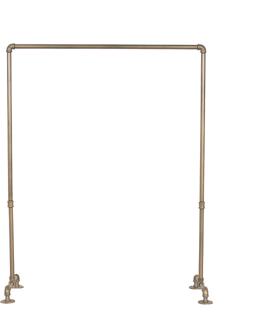 William Roberts Vintage Industrial Pipe Clothing Rack, Heavy Duty Steel Construction, Freestanding Design, Gold Finish (48 Inches Wide)