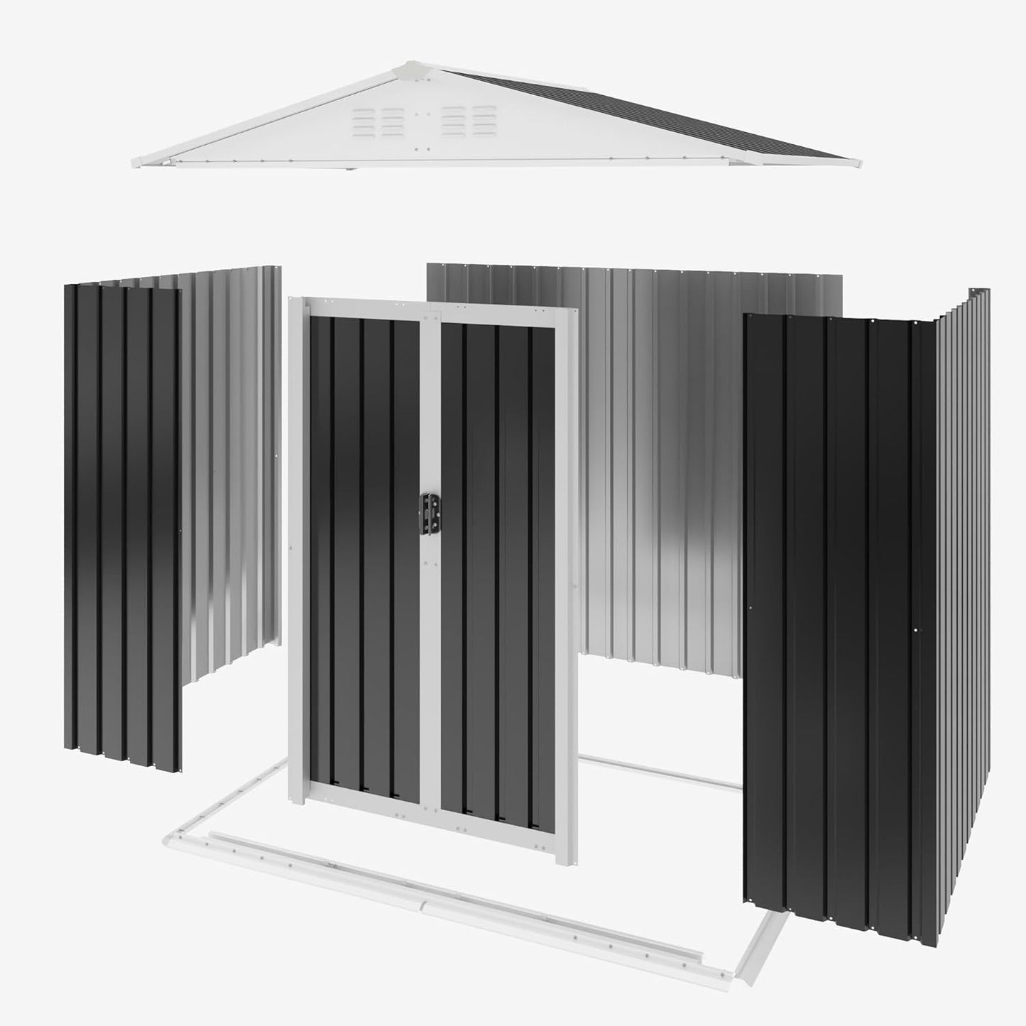 Outdoor Sheds 6FT x 4FT Outdoor Storage, Metal Anti-Corrosion Utility Tool House with Lockable Door & Shutter Vents，Outdoor Waterproof Garden Tool Metal Storage Sheds
