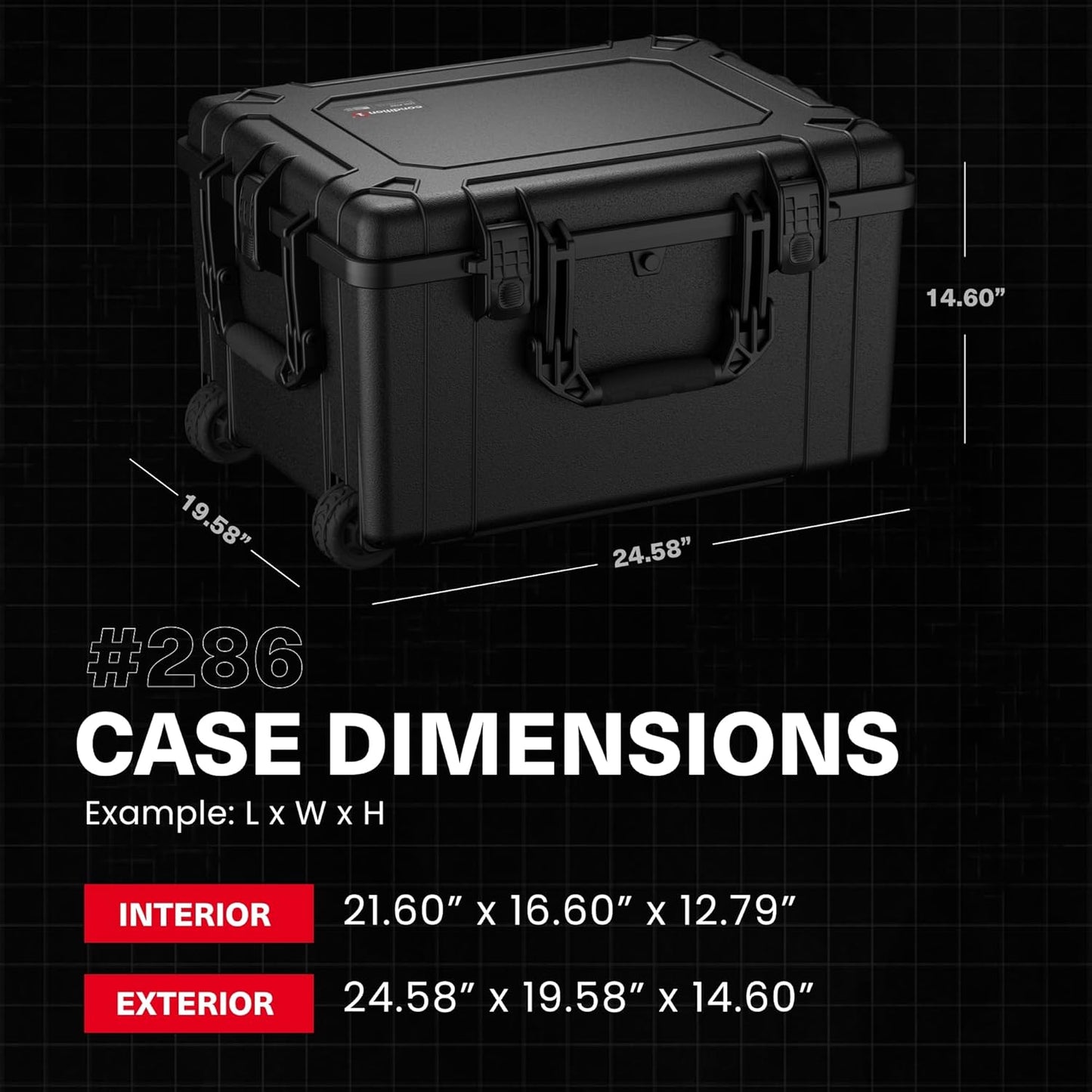 Condition 1 25" Large Rolling Hard Travel Case Model 286, Lockable Storage Box with Wheels and Handle, Waterproof Dustproof TSA Friendly, Made in USA, 24.58"x19.58"x14.60" Green