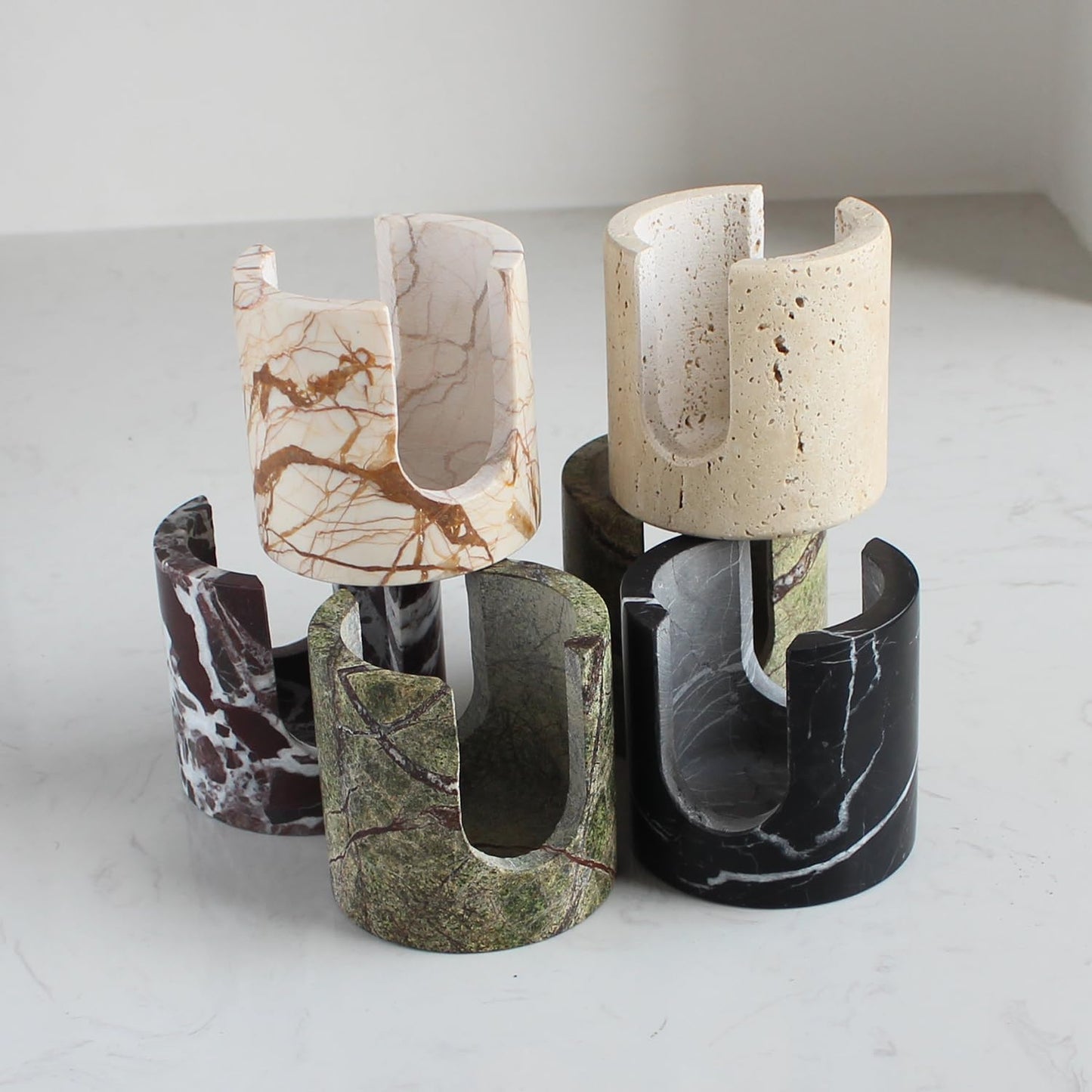 Natural Marble Travertine Sponge Holder for Kitchen Counter, Drying Rack, Sponge Caddy for Sink Organizer - Green Rainforest Marble
