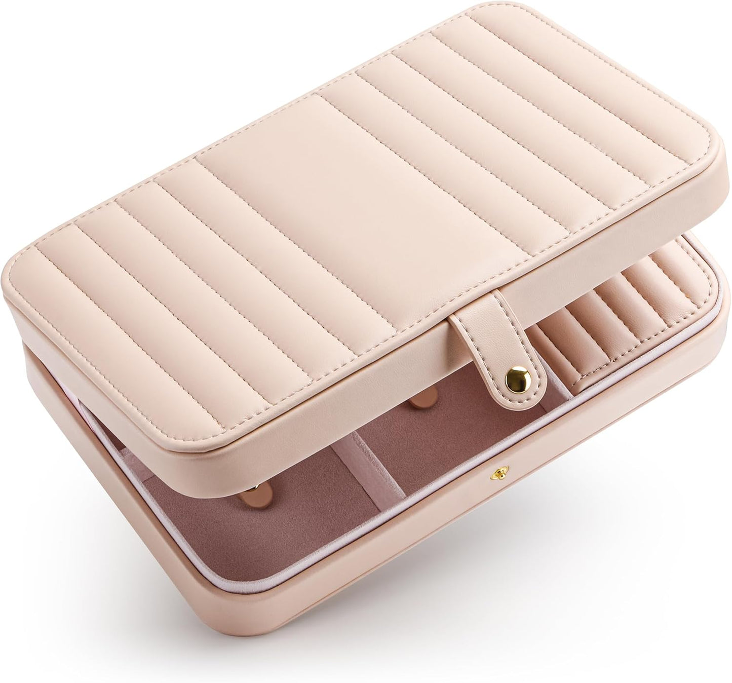 VELORIA Jewelry Box, Premium PU Leather Travel Jewelry Organizer & Storage, Dust-Proof, Scratch-Resistant Jewelry Case for Necklace Bracelet Bangle, Portable Luxury Gift for Women & Girls (Cloud Pink)