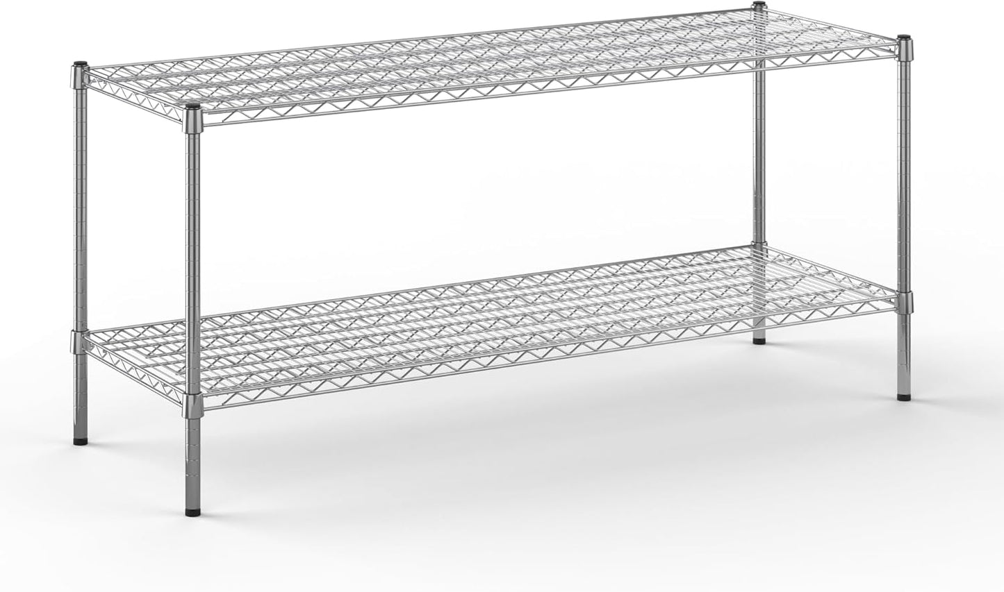 21" Deep x 60" Wide x 27" Height Wire Shelving Kit | 2-Tier | NSF Commercial Storage Rack Unit