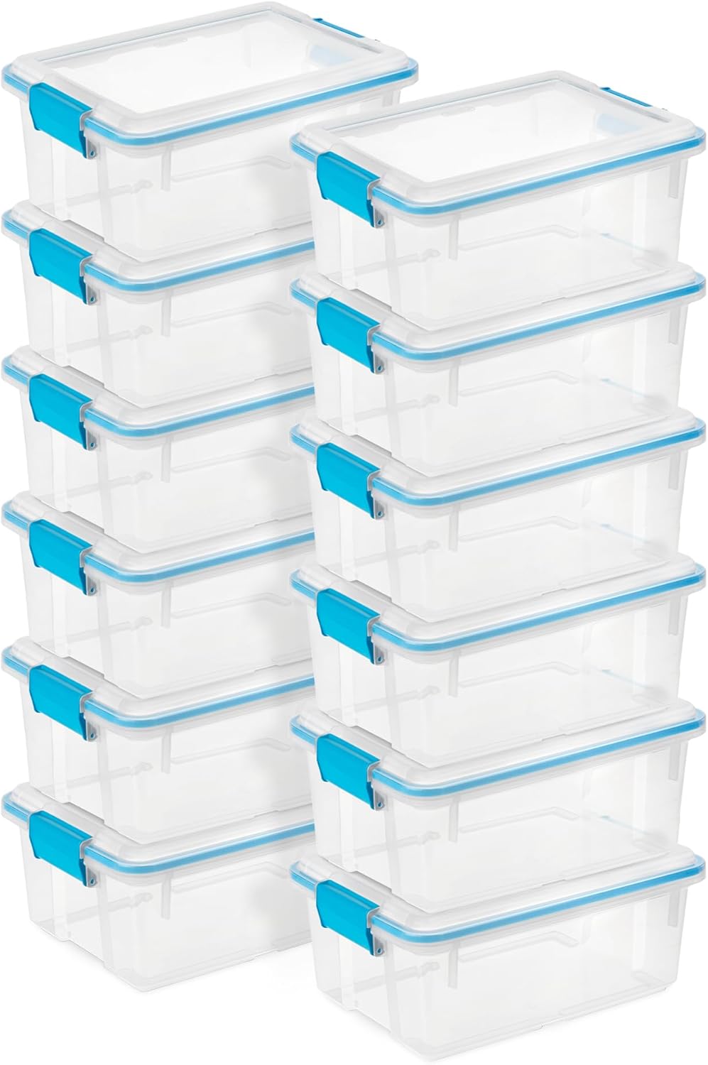 Sterilite 12-Pack Gasket Box, Weather-Resistant Storage Bins with Latching Lids, 12 Quart - Heavy-Duty Organizing Containers for Closet, Bathroom, and Office