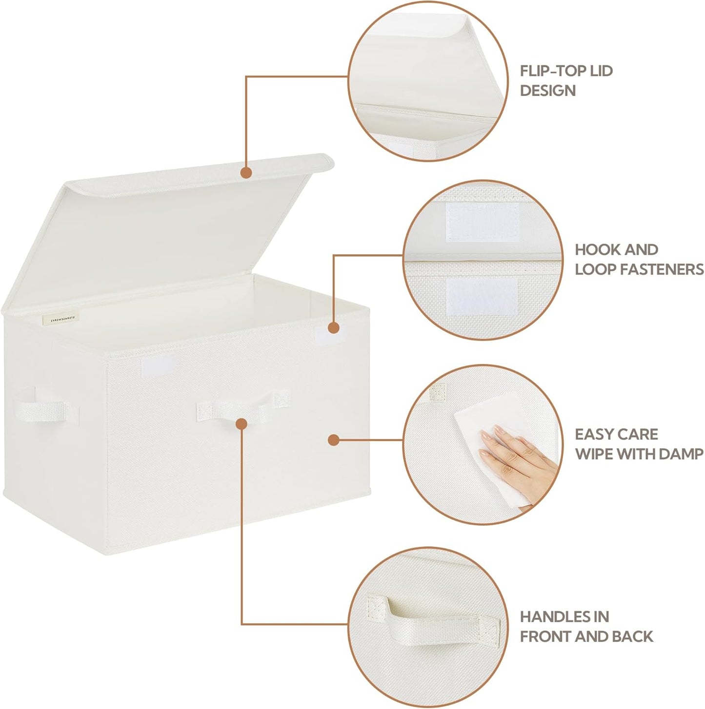 GRANNY SAYS Storage Bins with Lids, Fabric Storage Boxes, Closet Organizers and Storage, Ivory White, 2-Pack