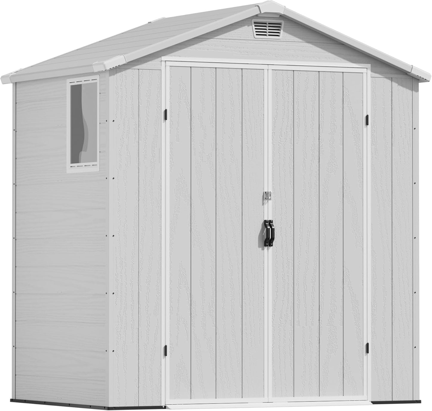 Devoko 6x4 FT Plastic Outdoor Storage Shed - Lockable Resin Tool Shed with Window & Floor - Easy Assembly for Garden, Backyard