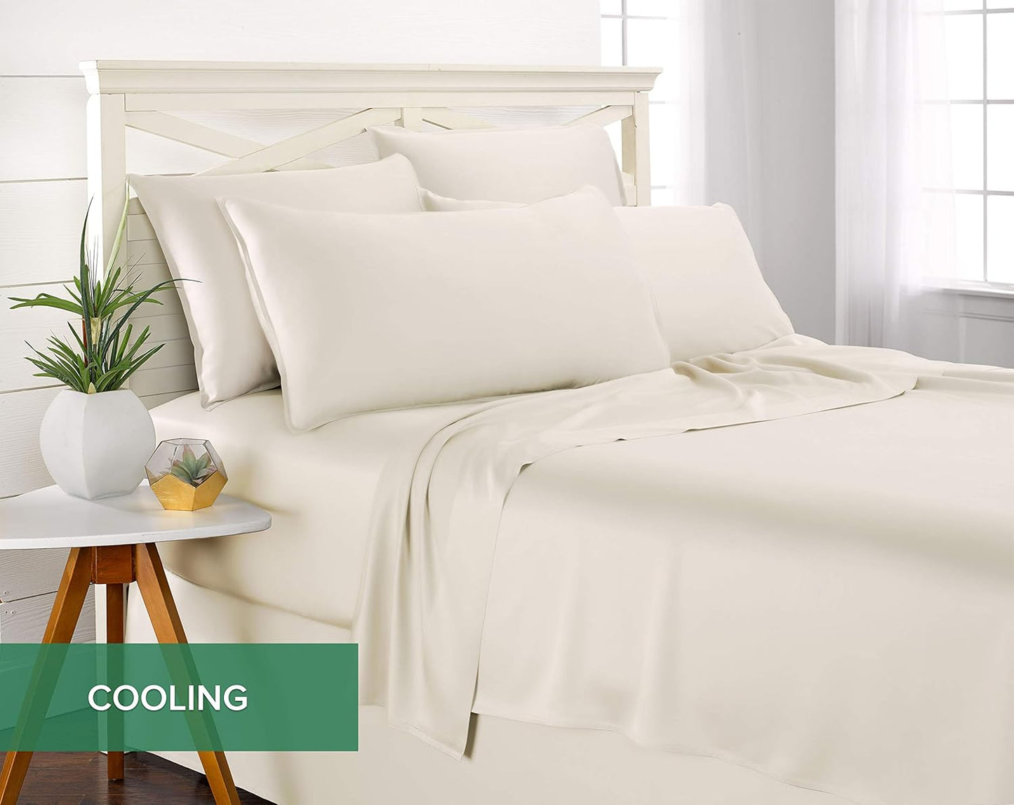 King Pillowcases by Pure Bamboo, Genuine 100% Organic Viscose Derived from Bamboo, Luxuriously Soft & Cooling, Double Stitching, Envelope Closure (2 King Pillowcases, Ivory)