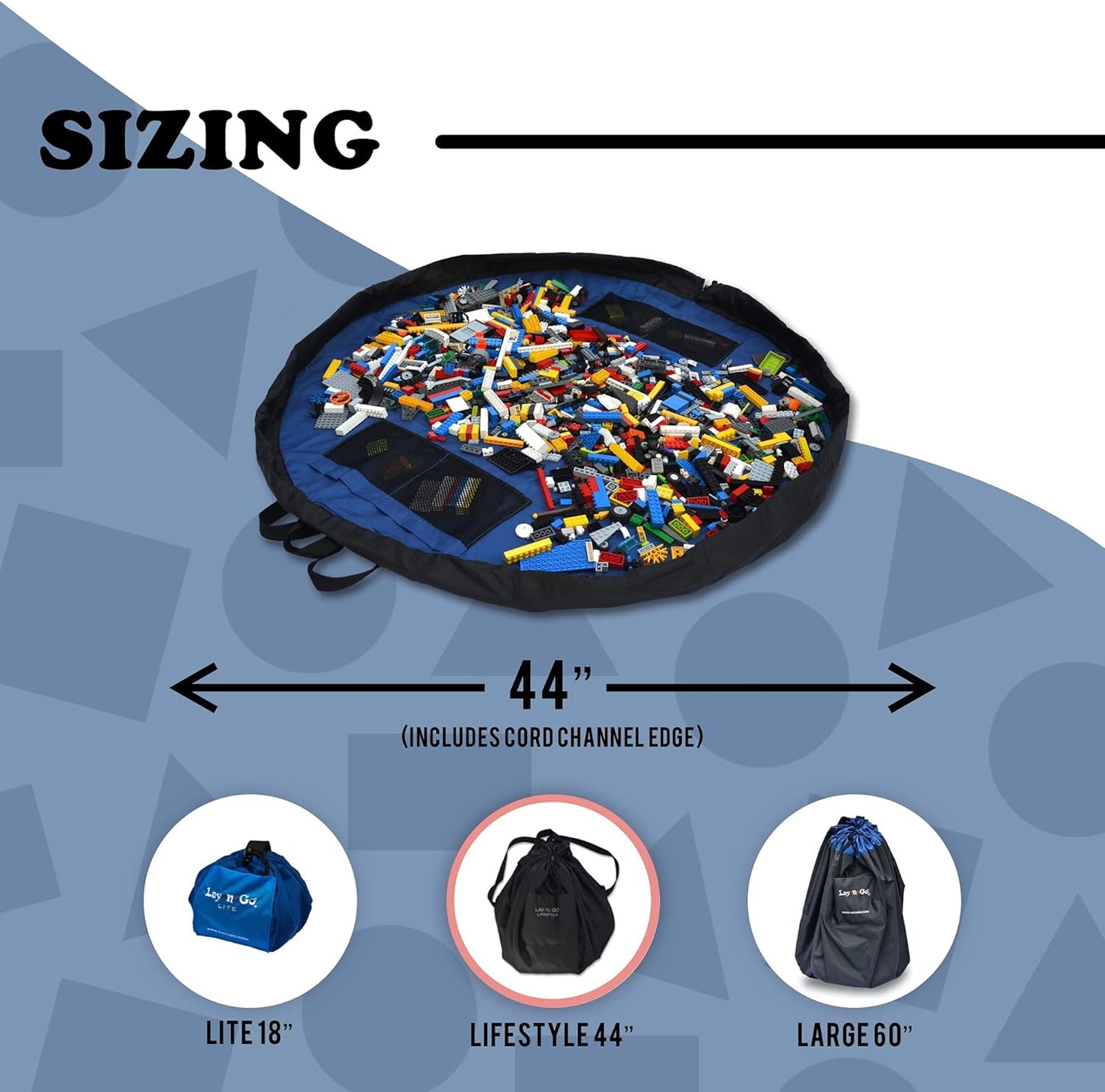 Lay-n-Go 2-in-1 Small Portable Drawstring Toys Storage Organizer and Play Mat for Room and Travel, Made for Kids and Toddlers with a Durable Patented Design