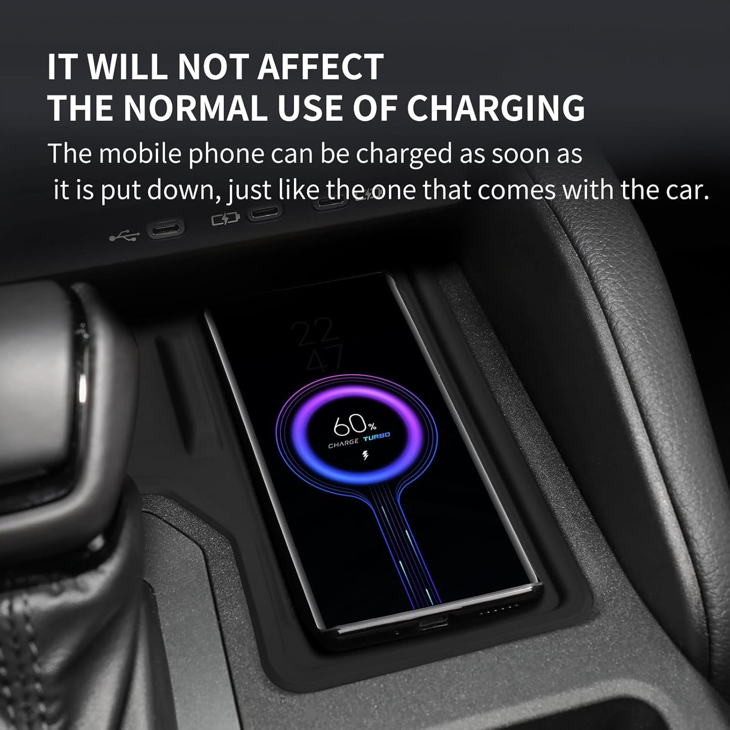 smabee Center Console Wireless Charging Protective Mat for 2024 2025 Toyota Land Cruiser Prado 250 J250 LC250 Accessories Silicone Non-Slip Pad Anti-Dust Liner Interior Black (Left-Hand Drive)