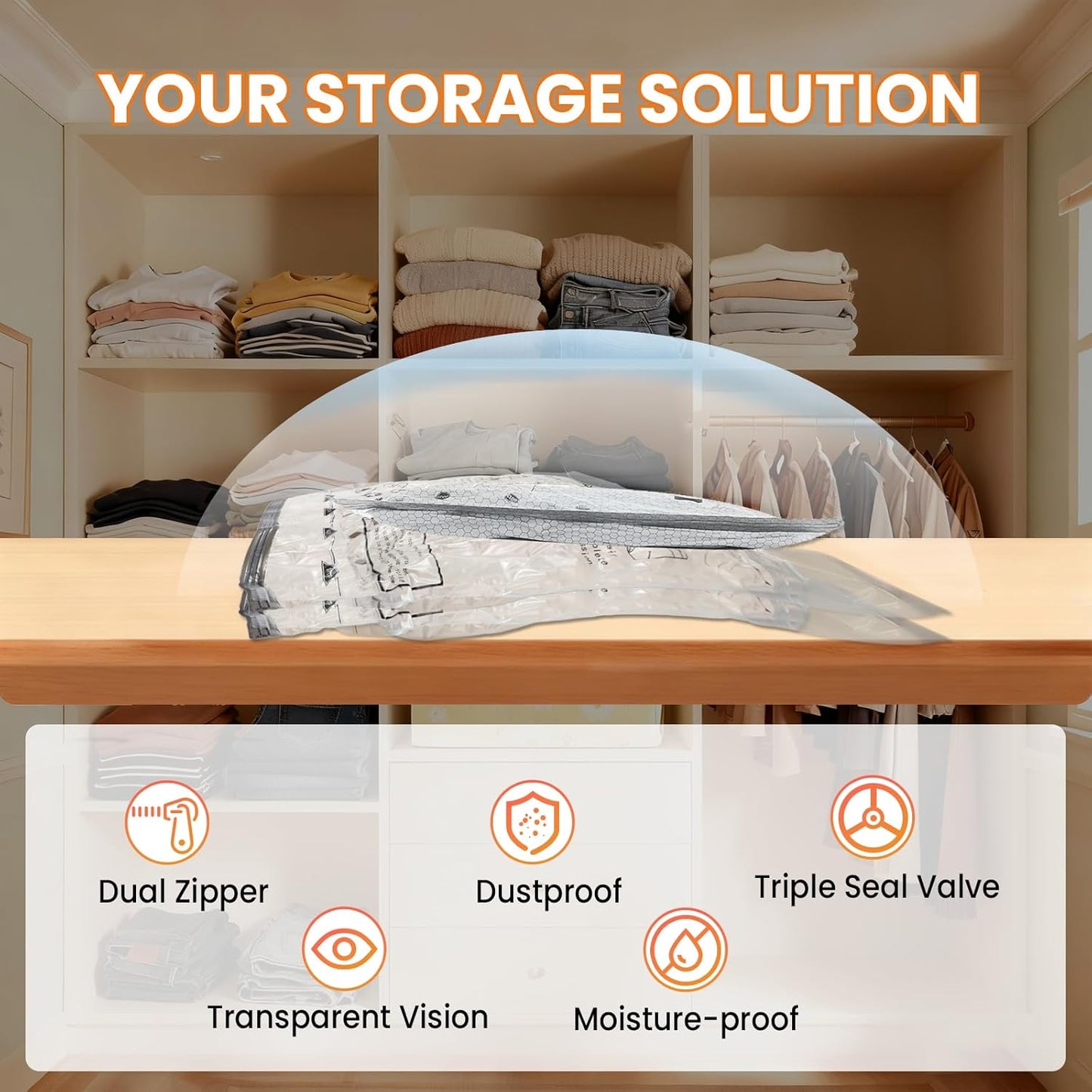 Space Saver Vacuum Storage Bags with Electric Pump, 18 PCS (6S,6M,4L,2J) Space Saver Vacuum Seal Bags for Clothing, Travel, Bedding, Blanket, Pillow, Comforter