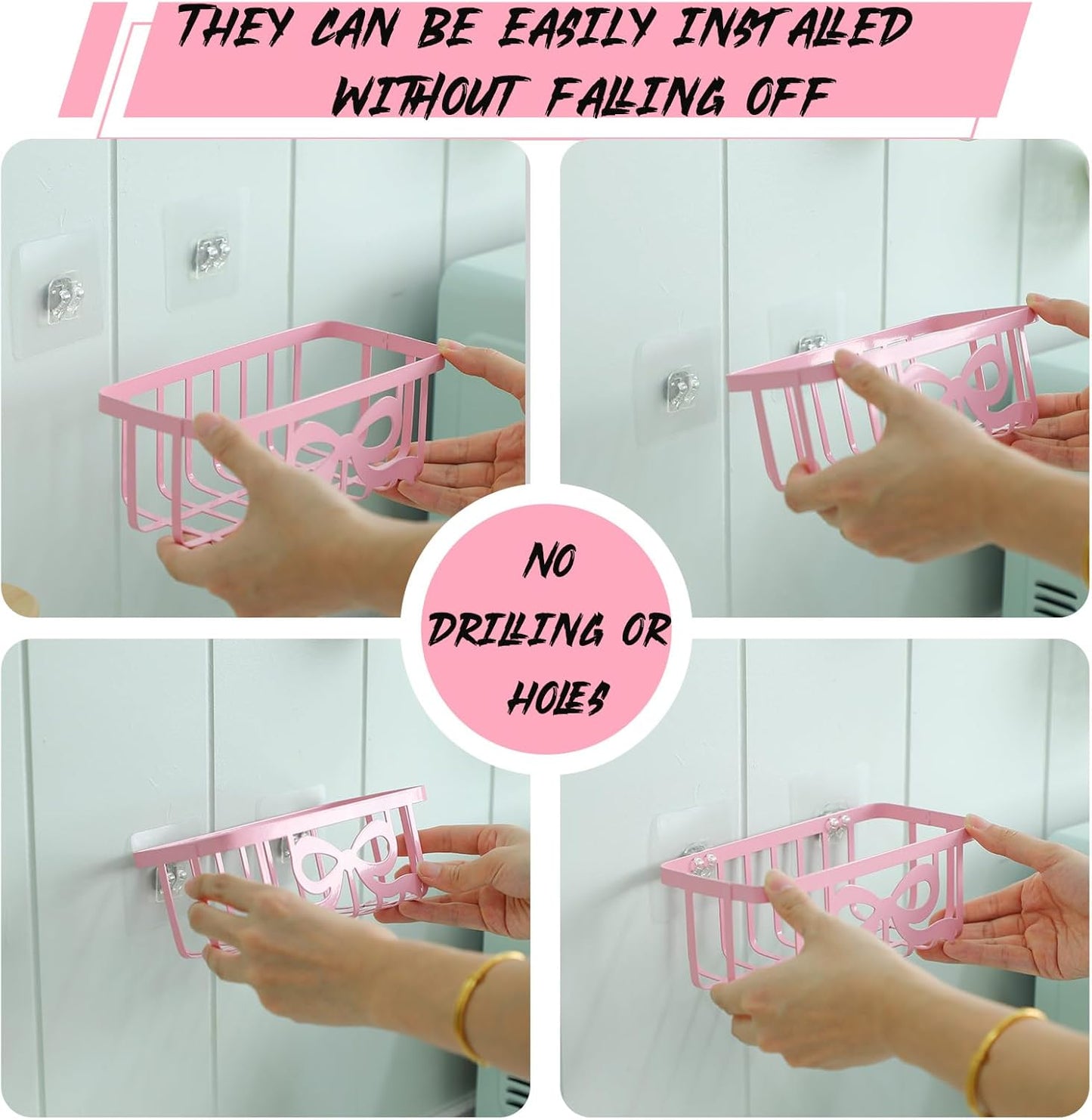 Pink Bow Sponge Holder for Kitchen Sink with Adhesive Mount Cute Bow Metal Sink Decorative In-sink Sponge Holder Organizer Coquette Preppy Pink Kitchen Decor Accessories