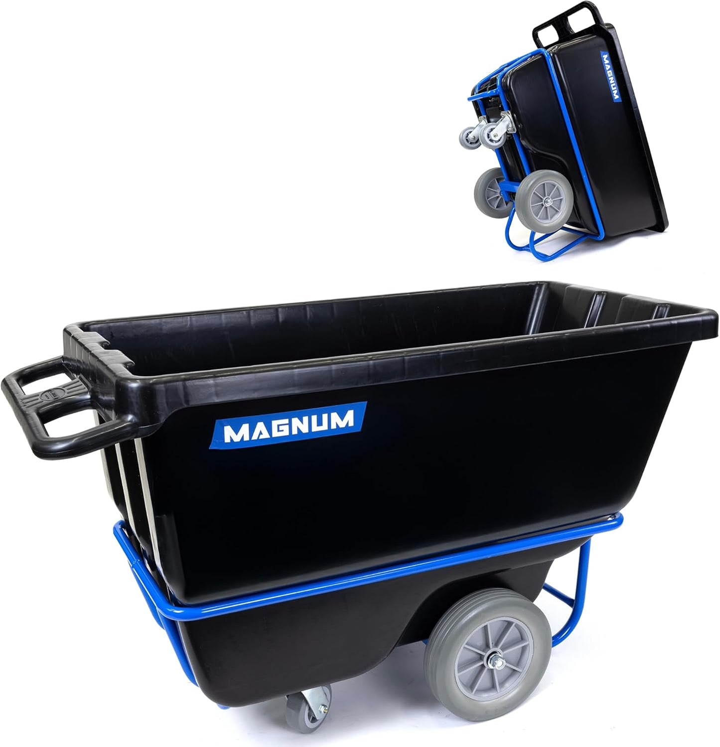 Tilt Truck, 1/2 Cu. Yd. Capacity Dump Cart with Non-Marking 12” Wheels & 5” Casters & Forklift-able Frame for Jobsites, 850 lbs, Trash Cart with Wheels DUC12T-F-NM-02PK (2-Pack)