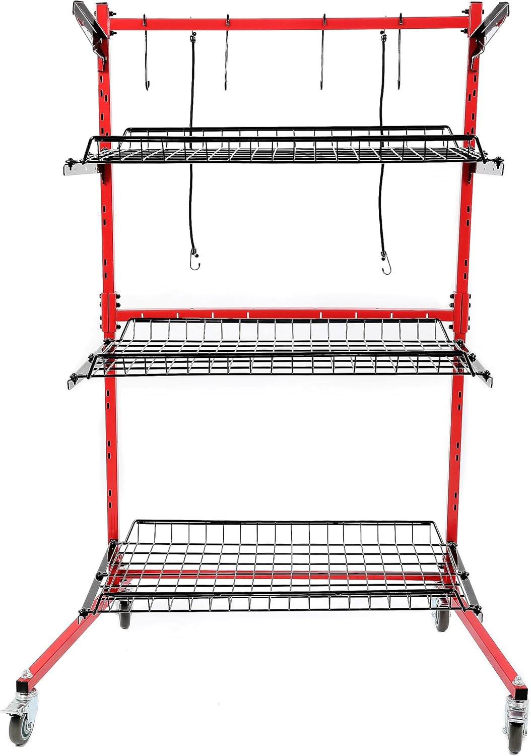 Auto Body Parts Storage Rack 3 Shelf Cart Storage Rack Stand with Locking Casters for Repair Shops Garages Heavy Duty Steel Powder Coated