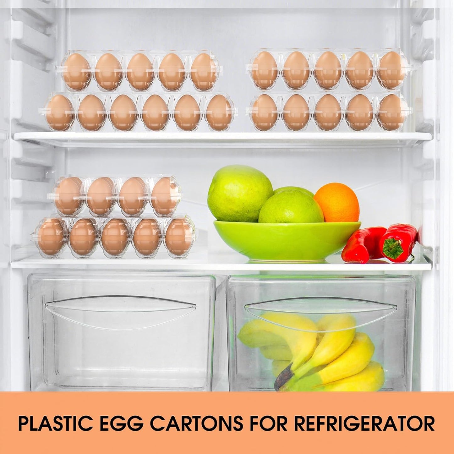 Egg Cartons Cheap Bulk, 60 Pack Egg Cartons Reusable 10 Count, Clear Plastic Wholesale Holder for Packaging, Chicken Container Holders for Family Farm Business Market Display Storage