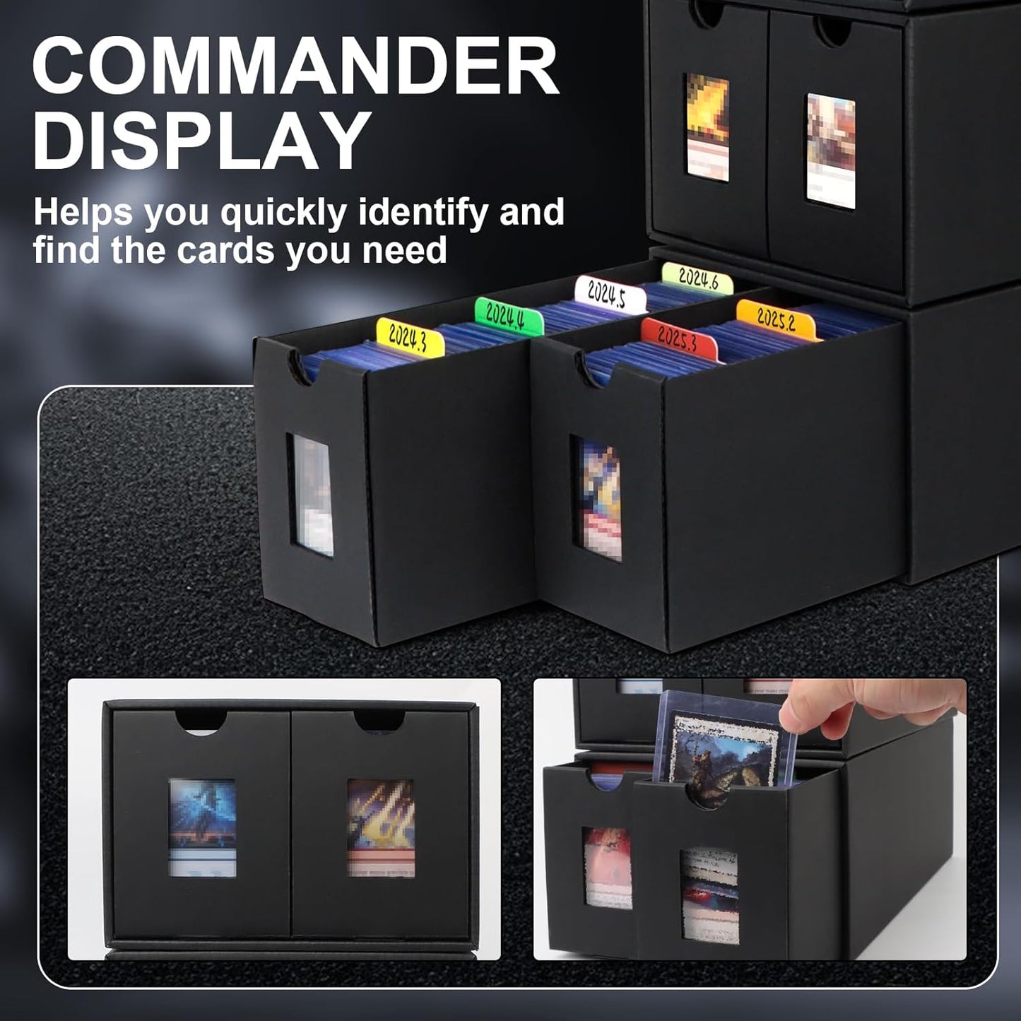 11000+ Card Storage Box, 2000+ Toploader Card Storage Box for Commander Display,with 72 Dividers, Labels & Tapes,Fit for TCG, PTCG, MTG