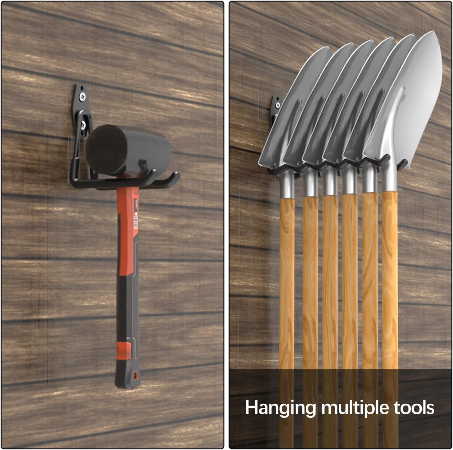 3-H Heavy Duty Garage Hooks with Extra Welding Spots, Utility Hooks for Hanging, Garage Organizer for Garden, Lawn, Yard Tools, Chairs, Ladders, WeedEater, Shovel(Black)