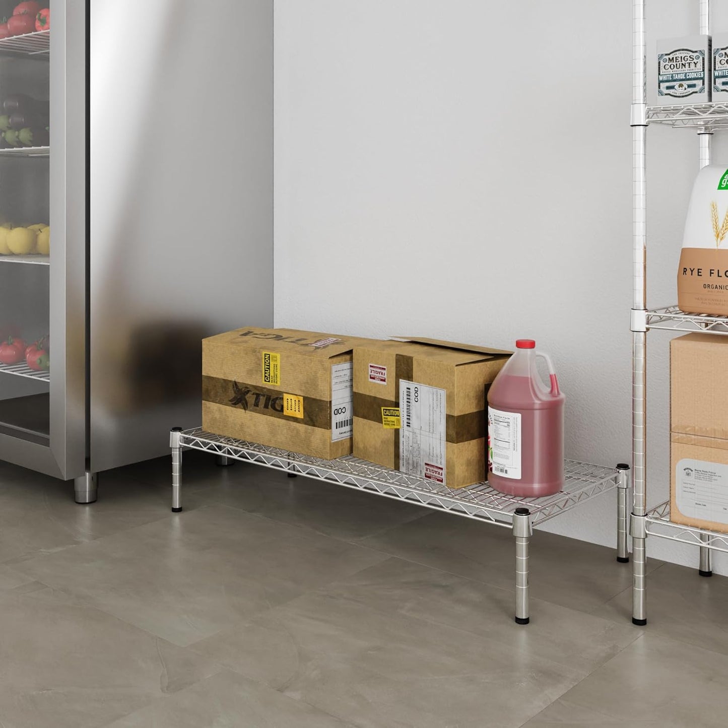 18" Deep x 42" Wide x 8" Height 1-Tier Wire Shelving Kit | NSF Commercial Storage Rack Unit