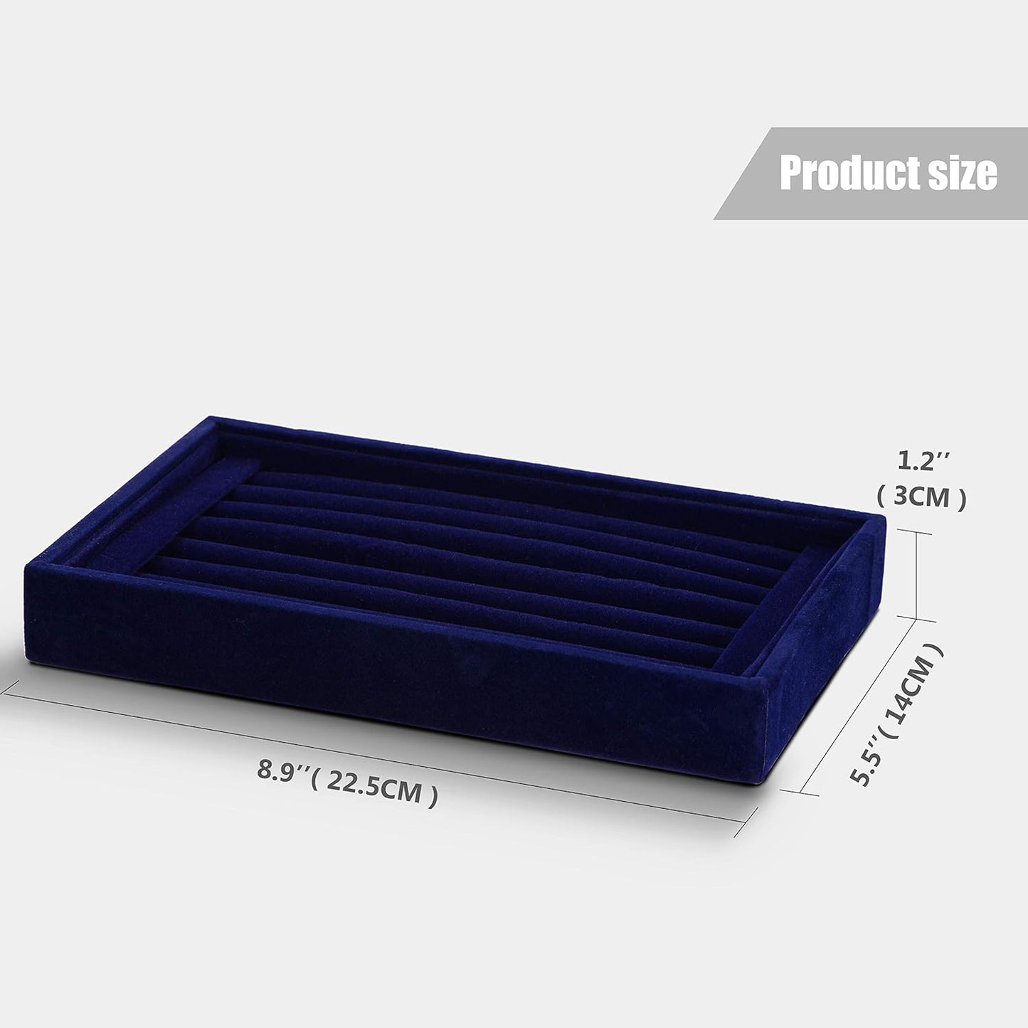 Valyria Velvet 7 Slots Ring Earrings Trays Showcase Display Jewelry Organizer (Blue)