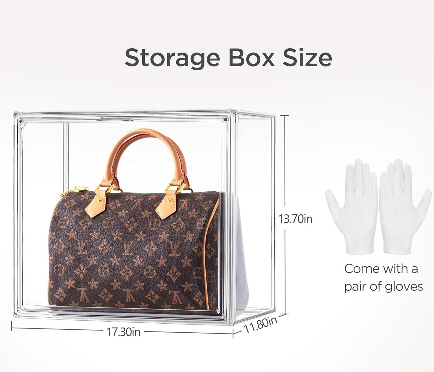 HBlife 5 Pack Purse Storage Organizer for Closet, X-Large Clear Stackable Handbag Display Case Box with Magnetic Door for Collectibles, Cosmetics, Women Heels and Toys