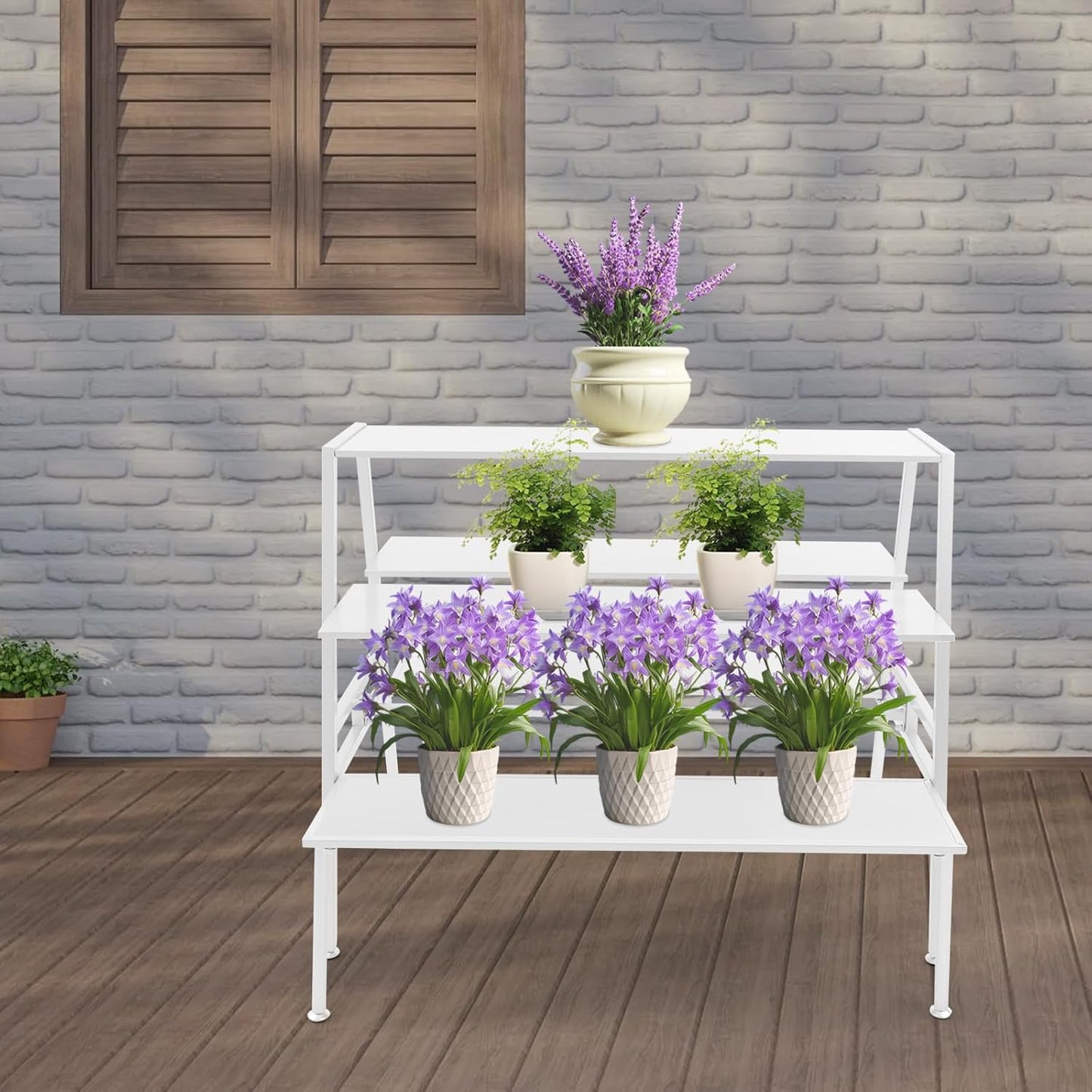 Nesting Tables for Retail Display, 3 Tier Metal Shoe Handbag Display Stand, Modern Retail Display Tables for Boutiques, Floor Standing Double Side Display Riser Shelf for Clothing Stores (White)