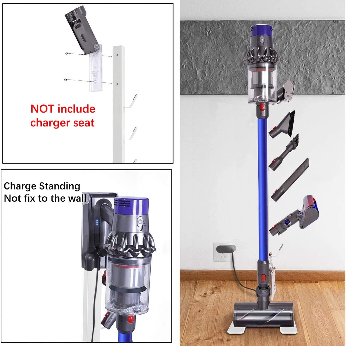 Storage-Stand-Docking-Station-Holder Compatible with V15 Detect V11 V10 V8 V7 V6 Cordless Vacuum Cleaners, Stable Metal Organizer Rack(White, 6 Hooks)