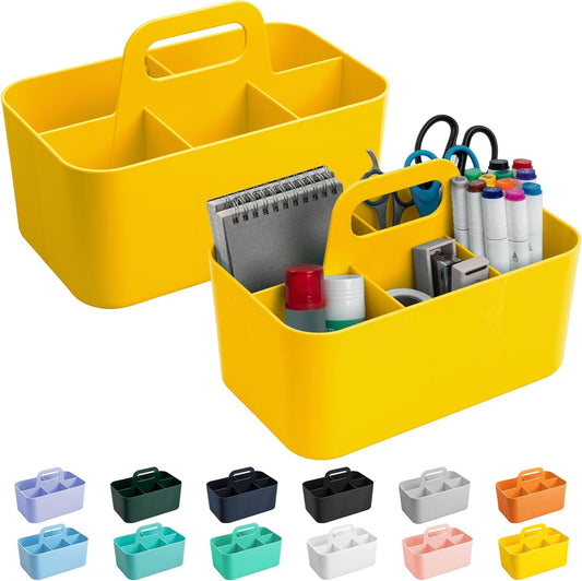 Tiawudi 2 Pack Caddy Organizer with Handle, Portable Plastic Caddy, Storage Organization for Cleaning, Bath, Makeup, Art, Craft, Stationery, Classroom and Office, Tote Organizer