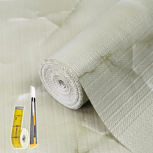 2-Layer Drawer and Shelf Liner for Kitchen Cabinet: 17.3in X 20Ft Non Slip Waterproof Shelf Paper Non Adhesive Refrigerator Liners Cyan Marble Easy Liners for Bathroom with Knife Tape Measure