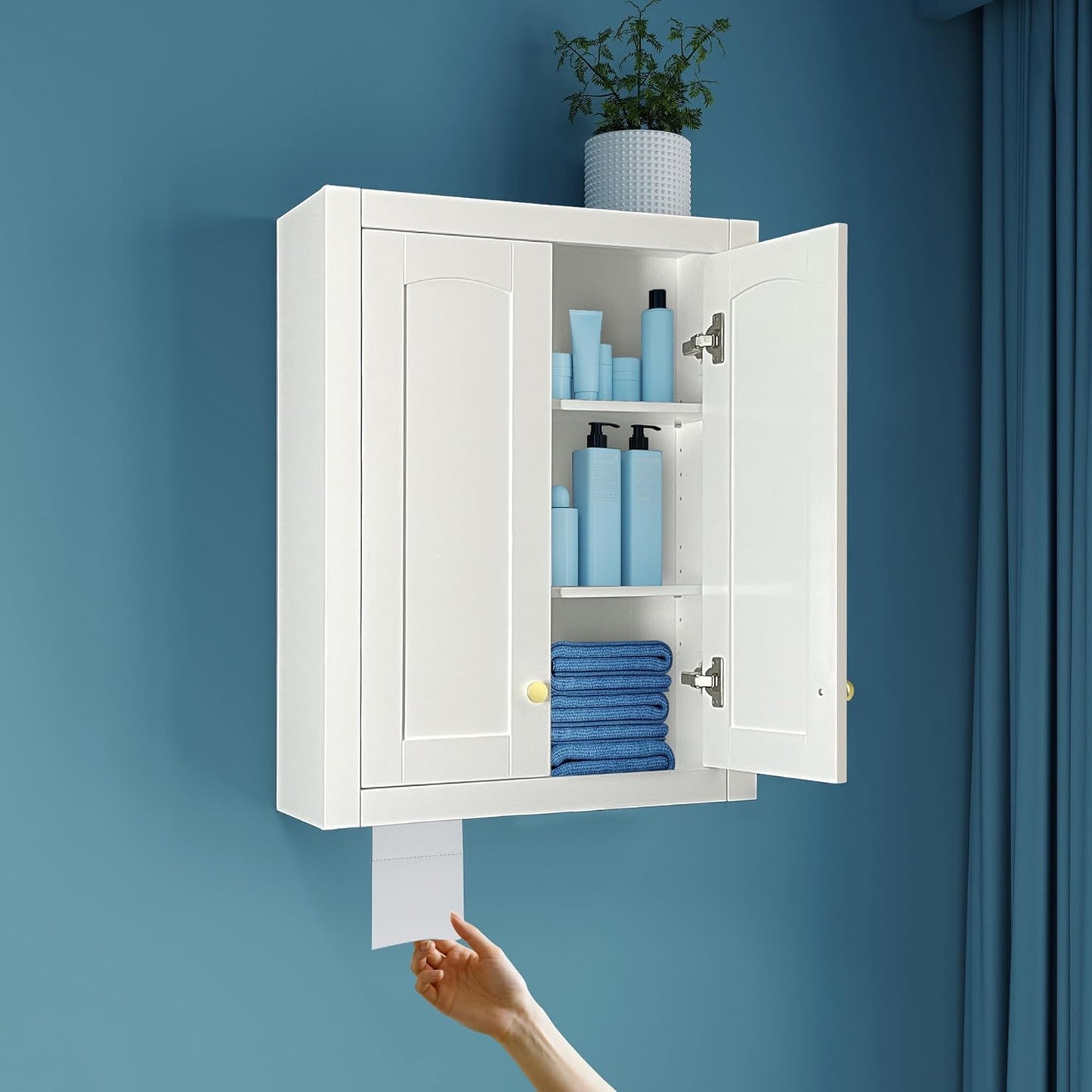 Wall Mount Cabinets Bathroom Wall Cabinet Buffering Hinge,22"x28" inch Over Toilet Storage Cabinet and Adjustable Shelves, Can Hold Toilet Paper and roll Paper Medicine Cabinet