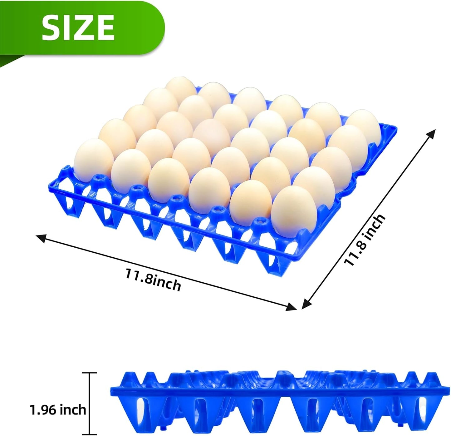 4-Pack Plastic Egg Tray Egg Crate, 30-Egg Flats for Home Chicken Farmers, Stackable & Durable, Great for Storing, Sorting & Shipping, and Reusable (4-Pack Blue)