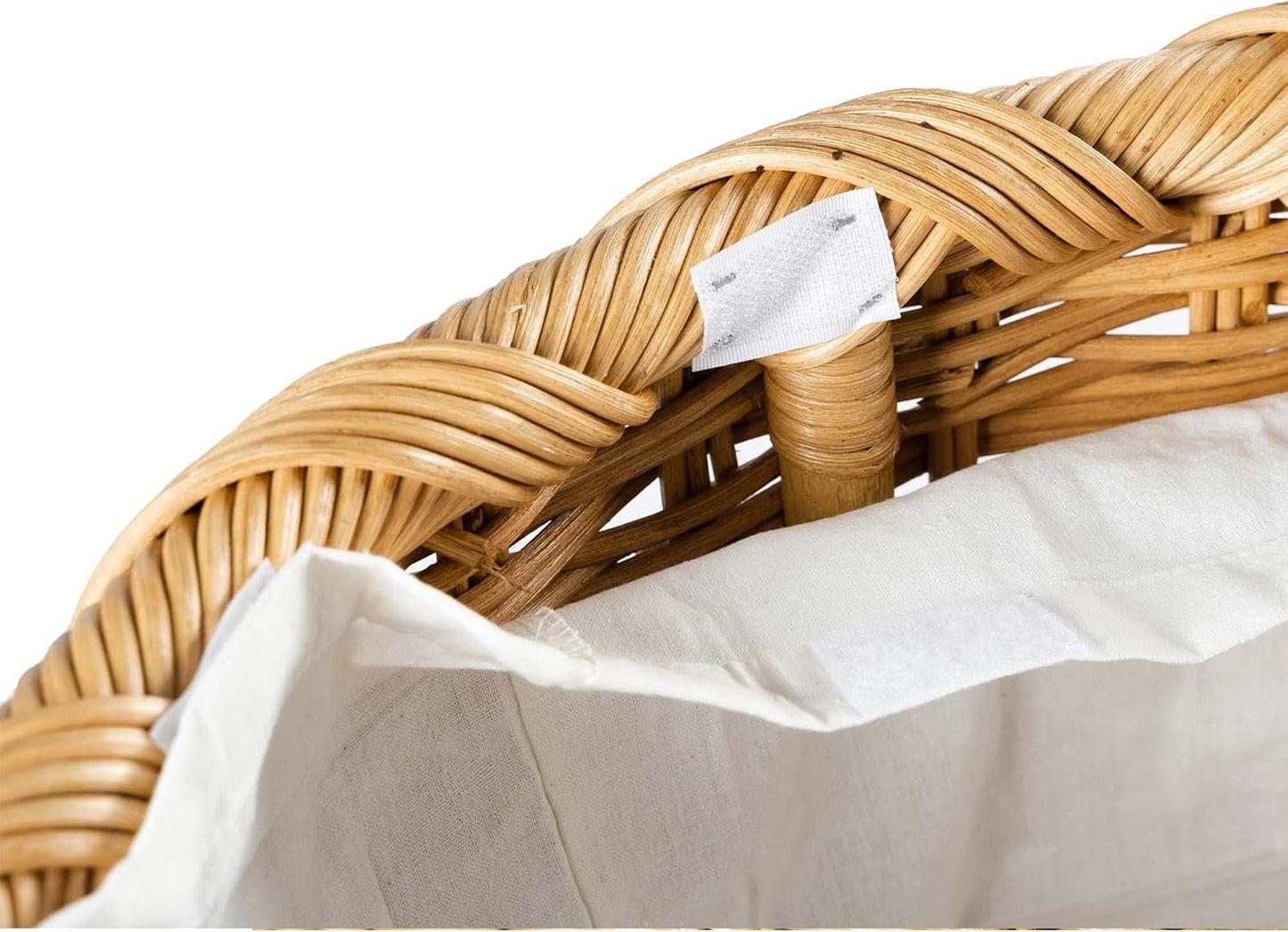 The Basket Lady Round Wicker Laundry Hamper, Large, 19 in Dia x 25 in H, Sandstone