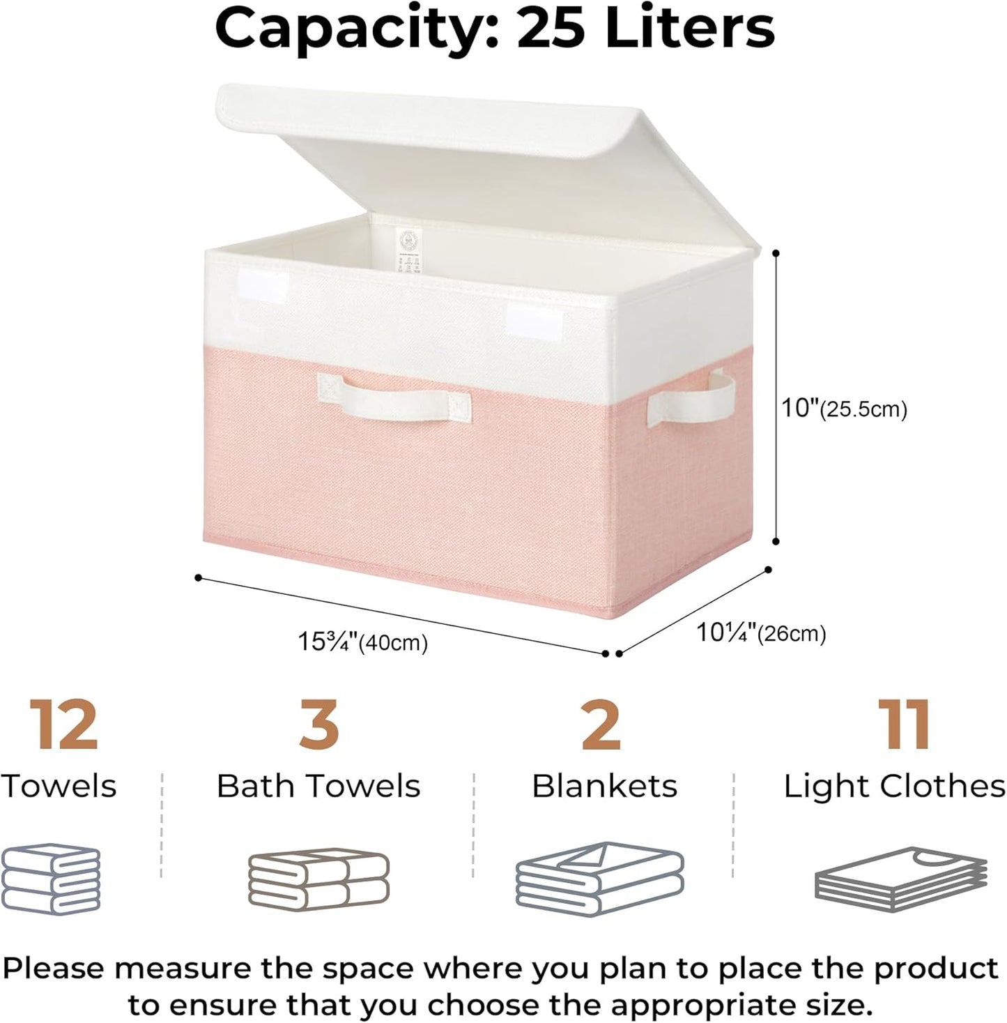 GRANNY SAYS Storage Bins with Lids, Decorative Storage Boxes for Baby Nursery, Girls Toy Chest, Closet Organization, Pink, 2-Pack