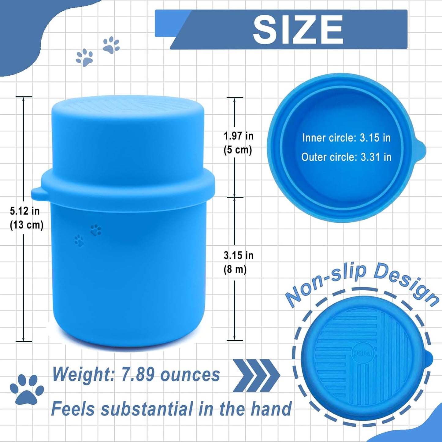 Original Canned Dog Food Storage Container | Silicone Can Cover Pet Food Sealer | BPA Free, Airtight, Dishwasher & Freezer Safe (2 Pcs Blue)