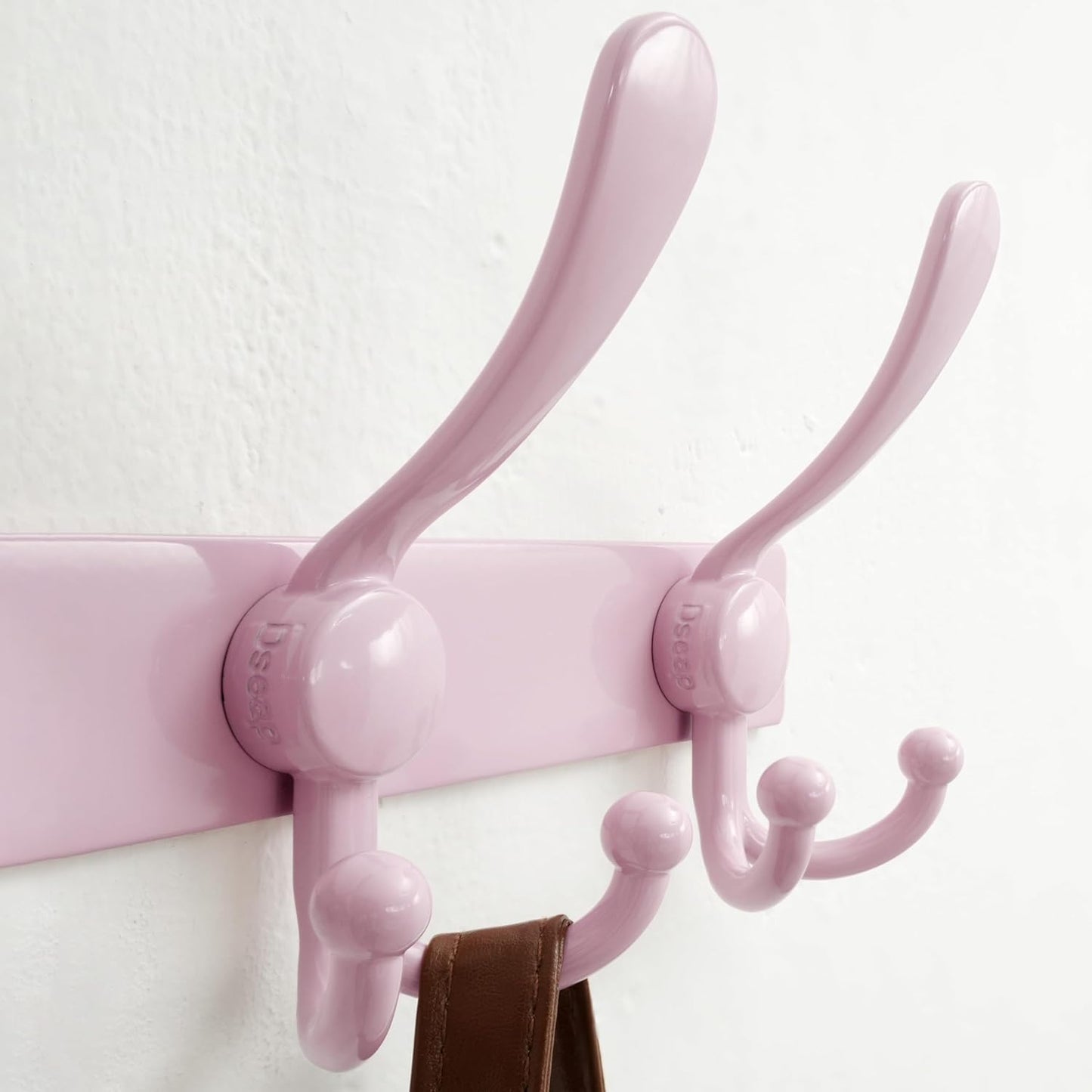 Dseap MaxStrong 2.0 Coat Rack Wall - 37” Long 10 Tri Hooks - Ultra Heavy-Duty Stainless Steel Wall Mount Coat Hanger, Hook Rail for Clothes Hats Jacket Towels Pink, Pack of 2