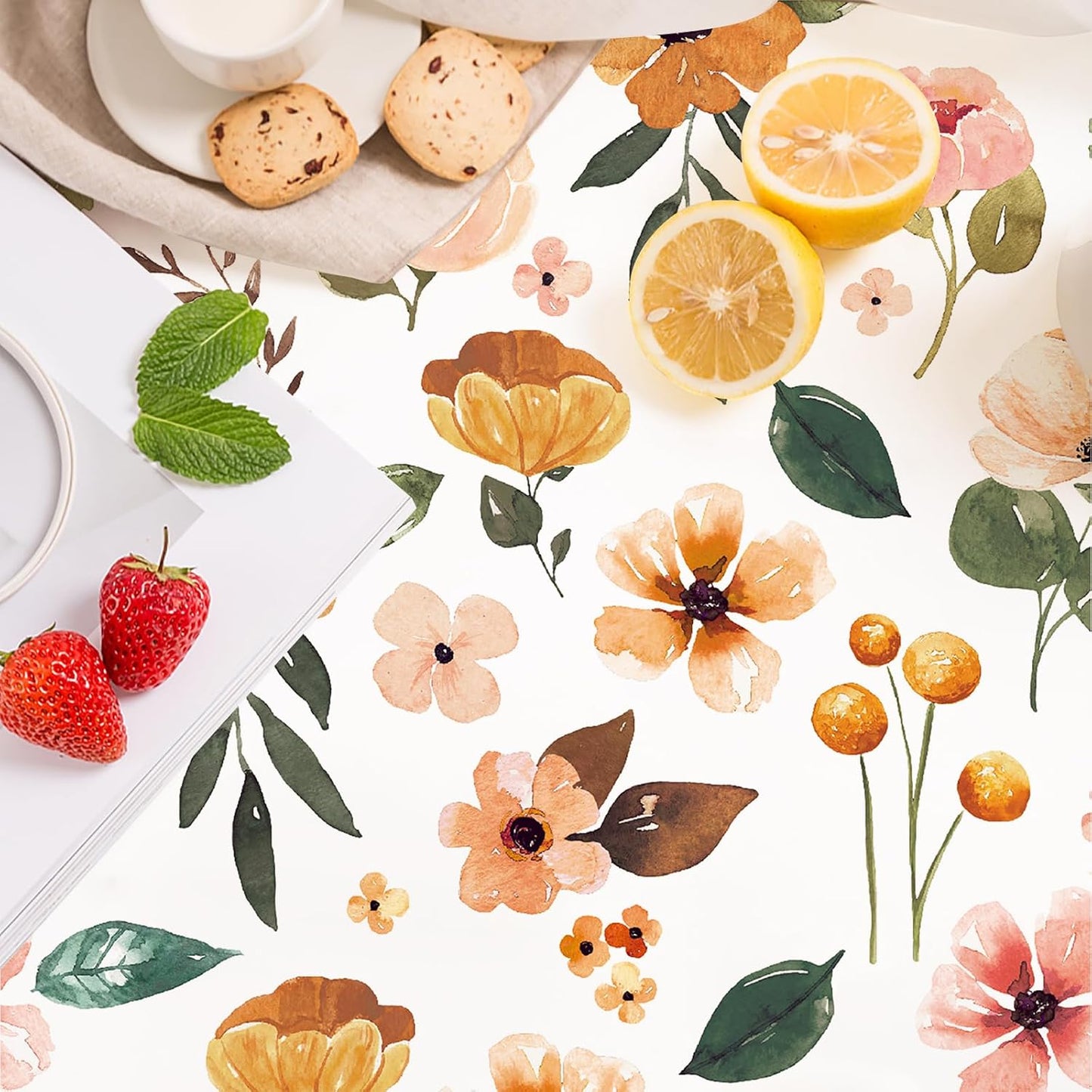 HAOKHOME Shelf Liner and Cabinet Liner Floral, Self-Adhesive Drawer Liners, Peel and Stick Contact Paper for Kitchen Cabinets and Cupboard, Non Slip Bathroom Drawers, White 17.3in x 6.5ft