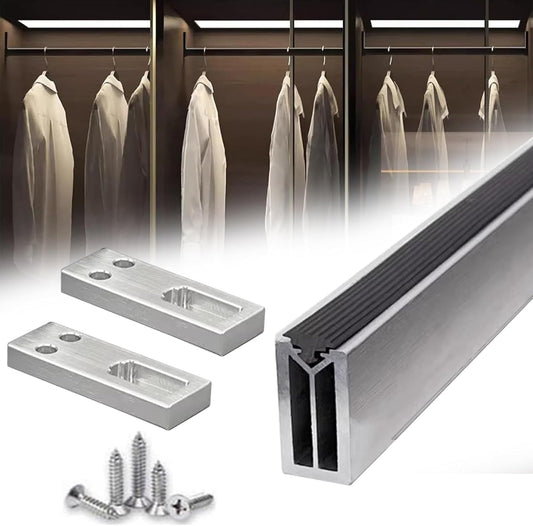 Square Closet Rods-Cuttable, Removable-Heavy Duty Black Wardrobe Rods and Brackets-Commercial, 12 16 18 24 28 30 60 72 In-Suitable for.Laundry.Home.Hotel.Clothing Store (Silver,12in)