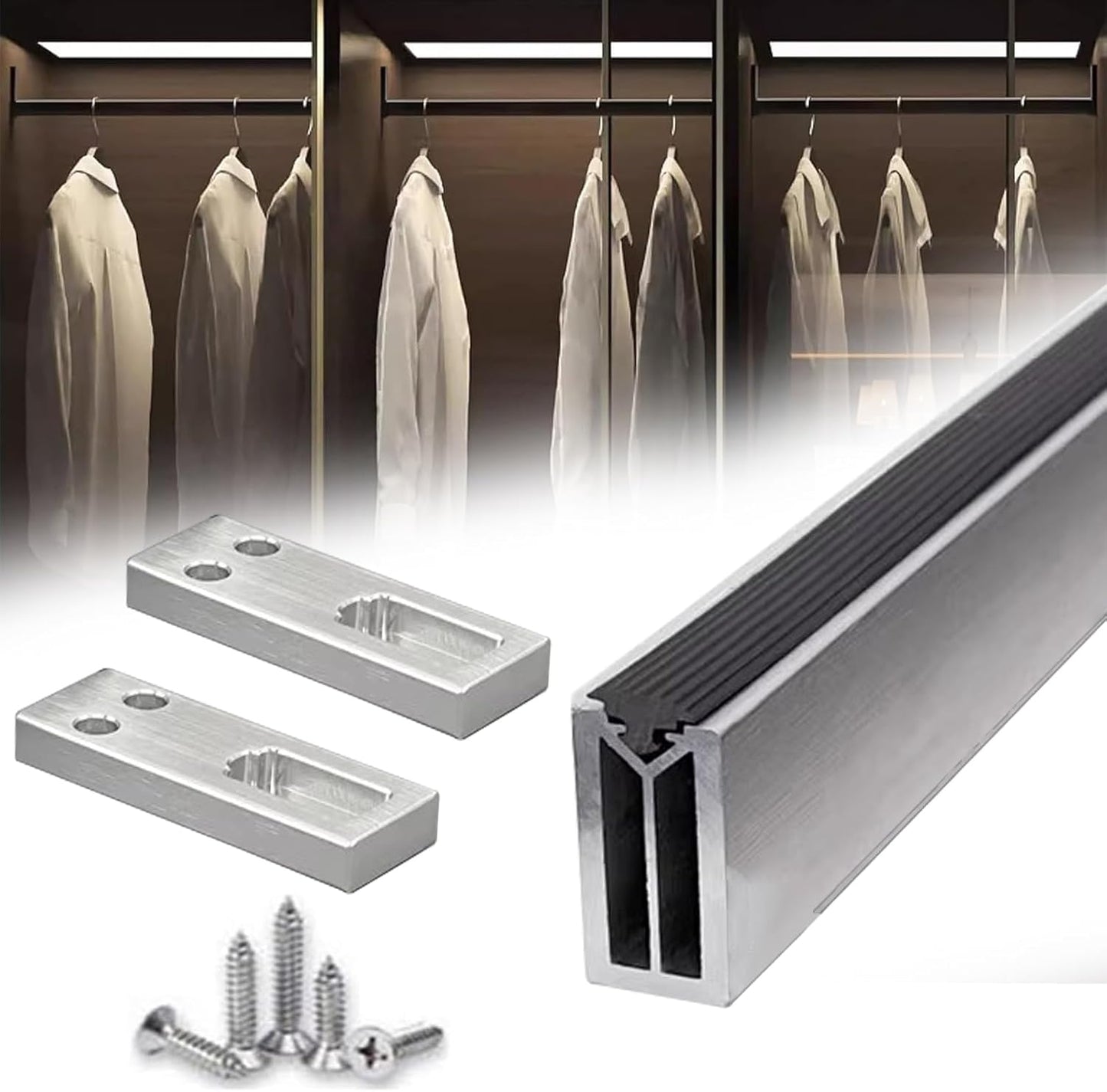 Square Closet Rods-Cuttable, Removable-Heavy Duty Black Wardrobe Rods and Brackets-Commercial, 12 16 18 24 28 30 60 72 In-Suitable for.Laundry.Home.Hotel.Clothing Store (Silver,28in)