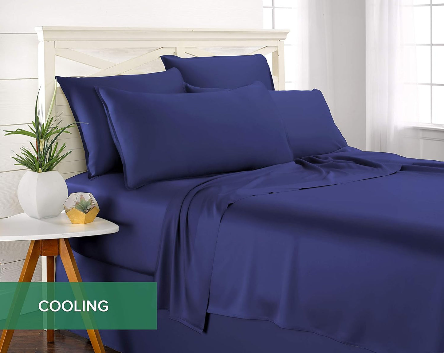 Queen Pillowcases by Pure Bamboo, Genuine 100% Organic Viscose Derived from Bamboo, Luxuriously Soft & Cooling, Double Stitching, Envelope Closure (2 Queen Pillowcases, Cobalt Blue)